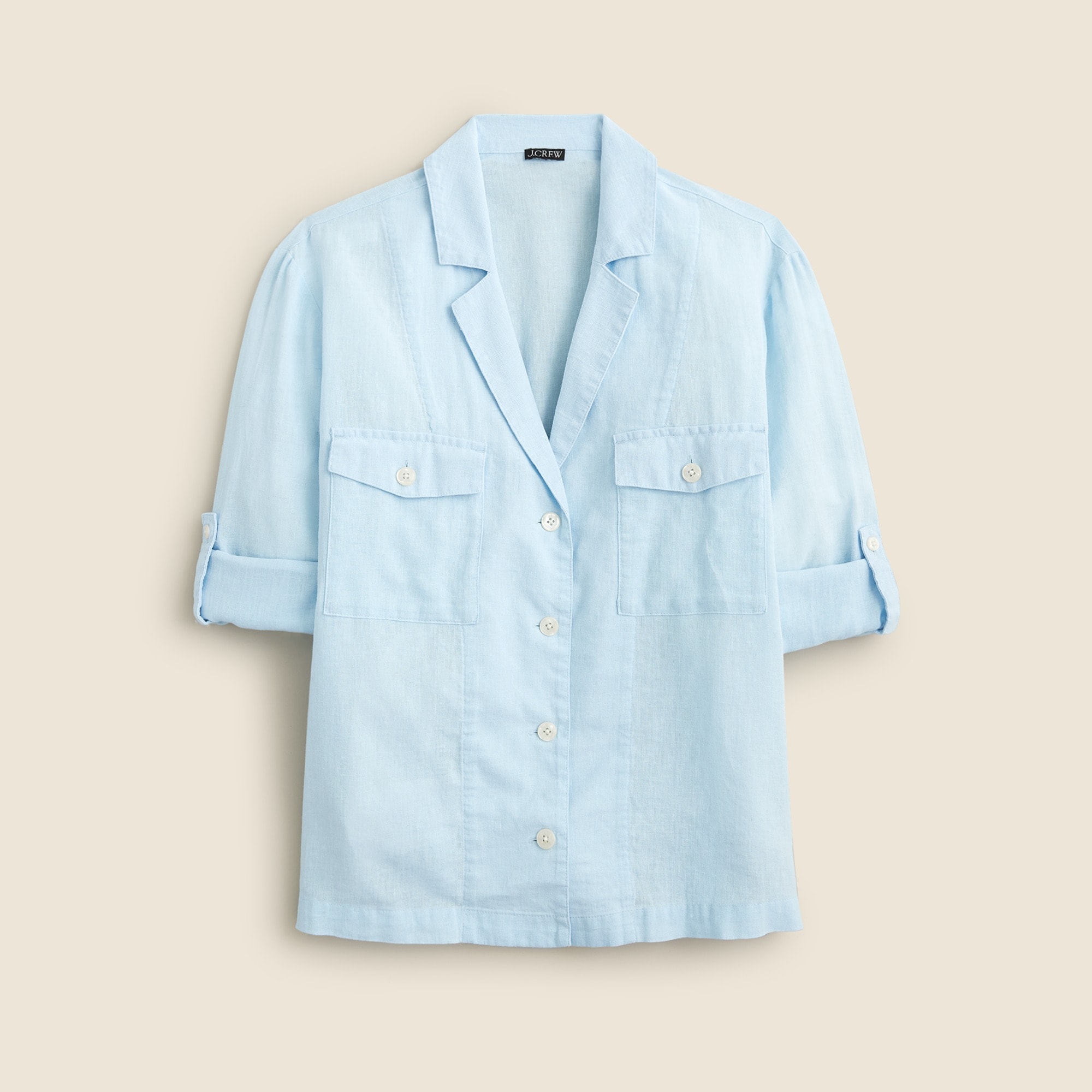  Camp-collar shirt in featherweight linen blend