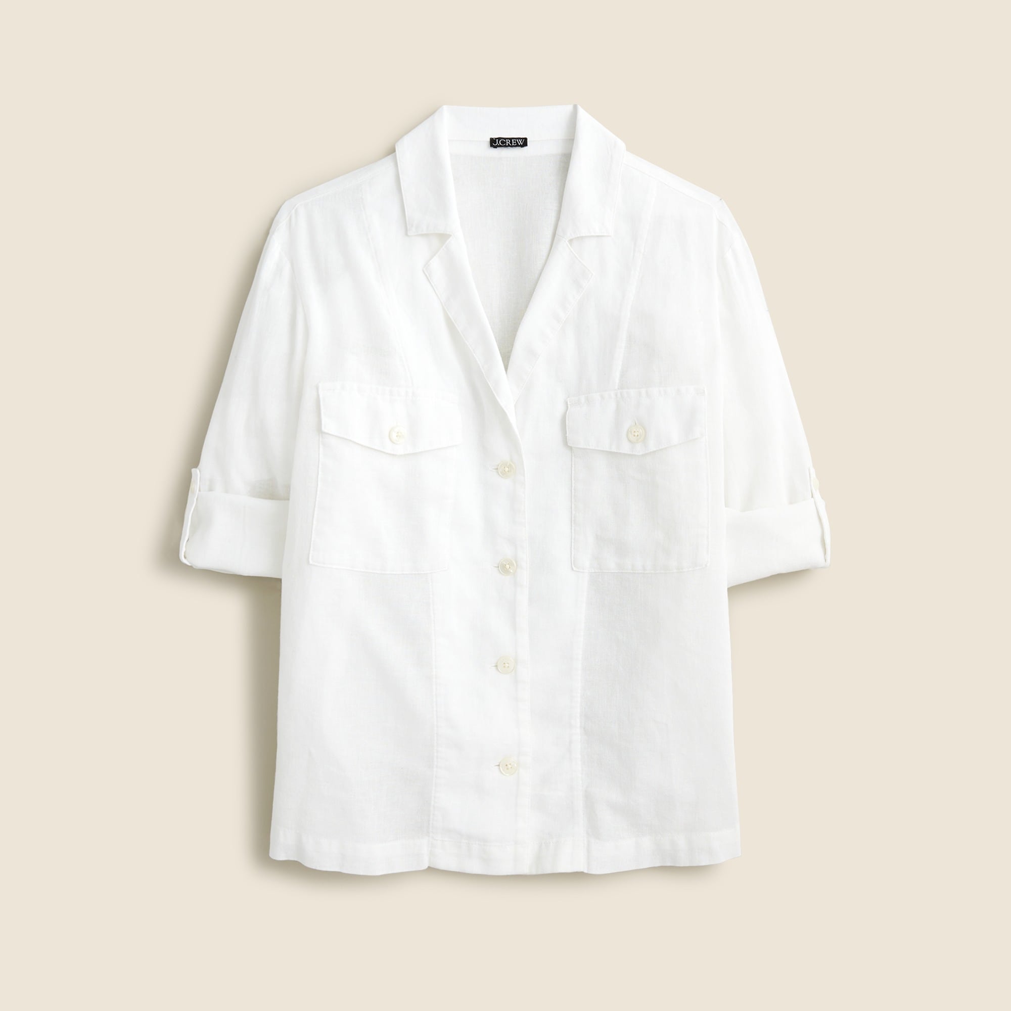  Camp-collar shirt in featherweight linen blend