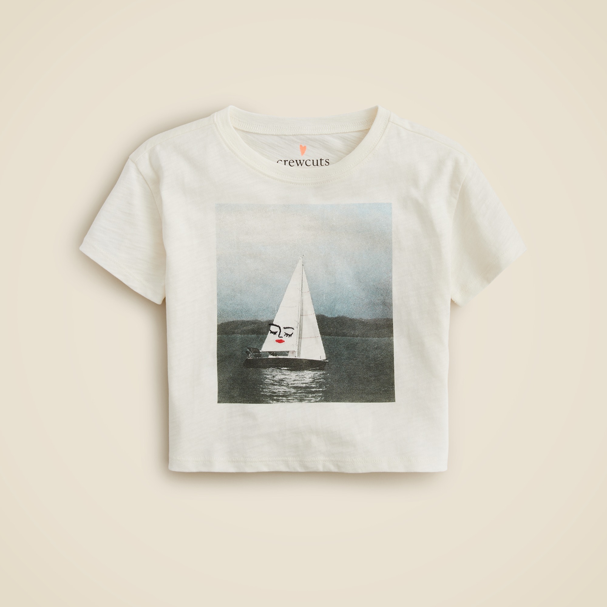  Girls' sailboat photo graphic T-shirt