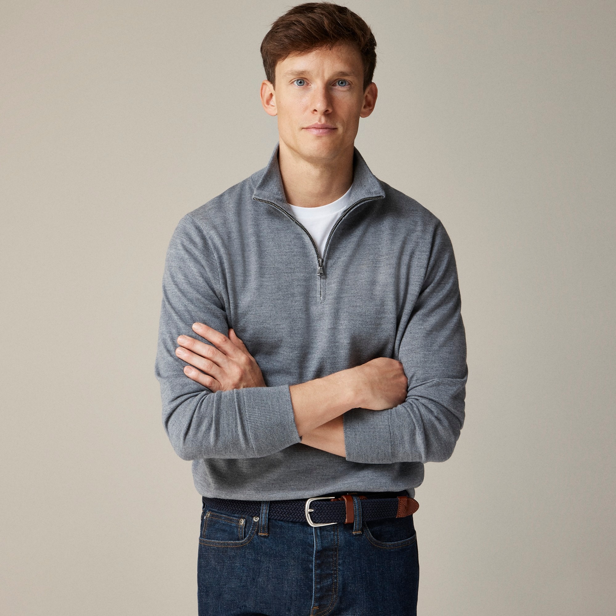 mens Merino wool half-zip sweater