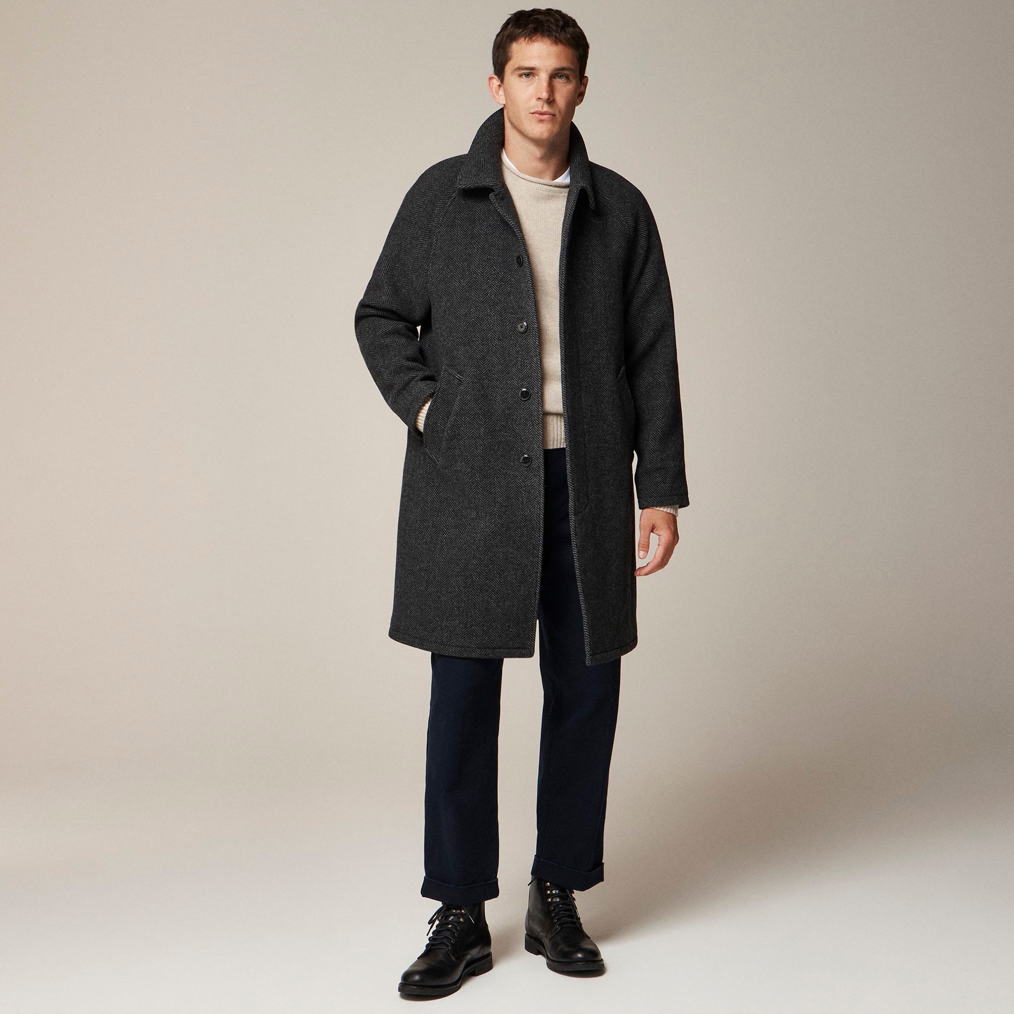 mens Rivington car coat in wool-blend herringbone