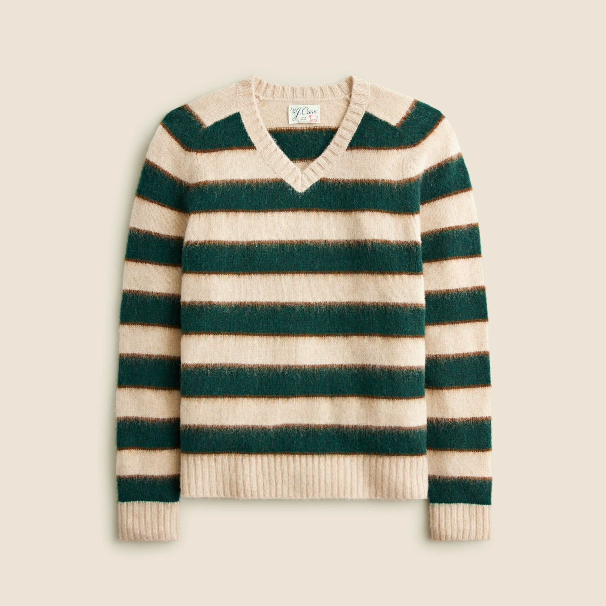 mens Brushed wool V-neck sweater in stripe