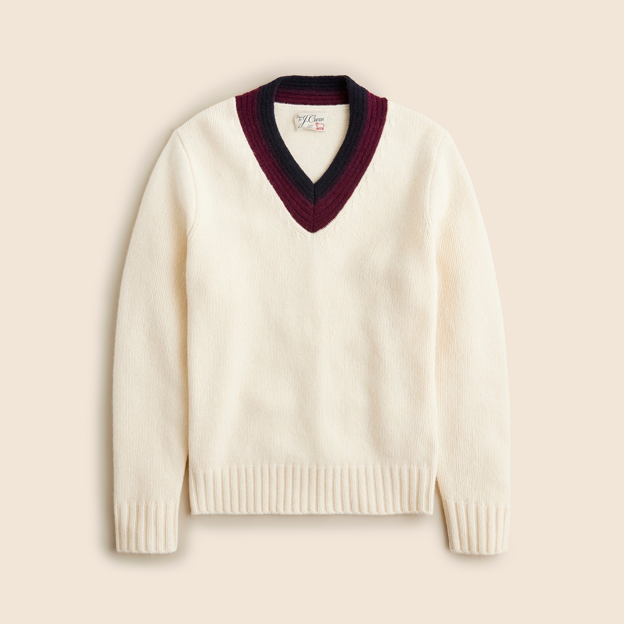 mens Wool V-neck cricket sweater