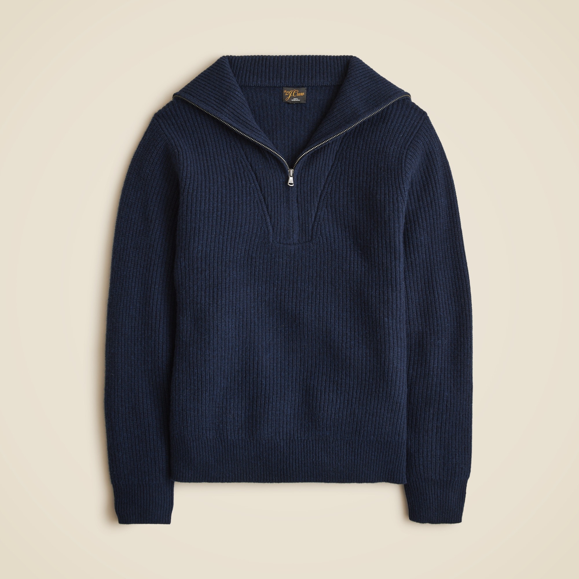 mens Midweight cashmere ribbed half-zip ski sweater