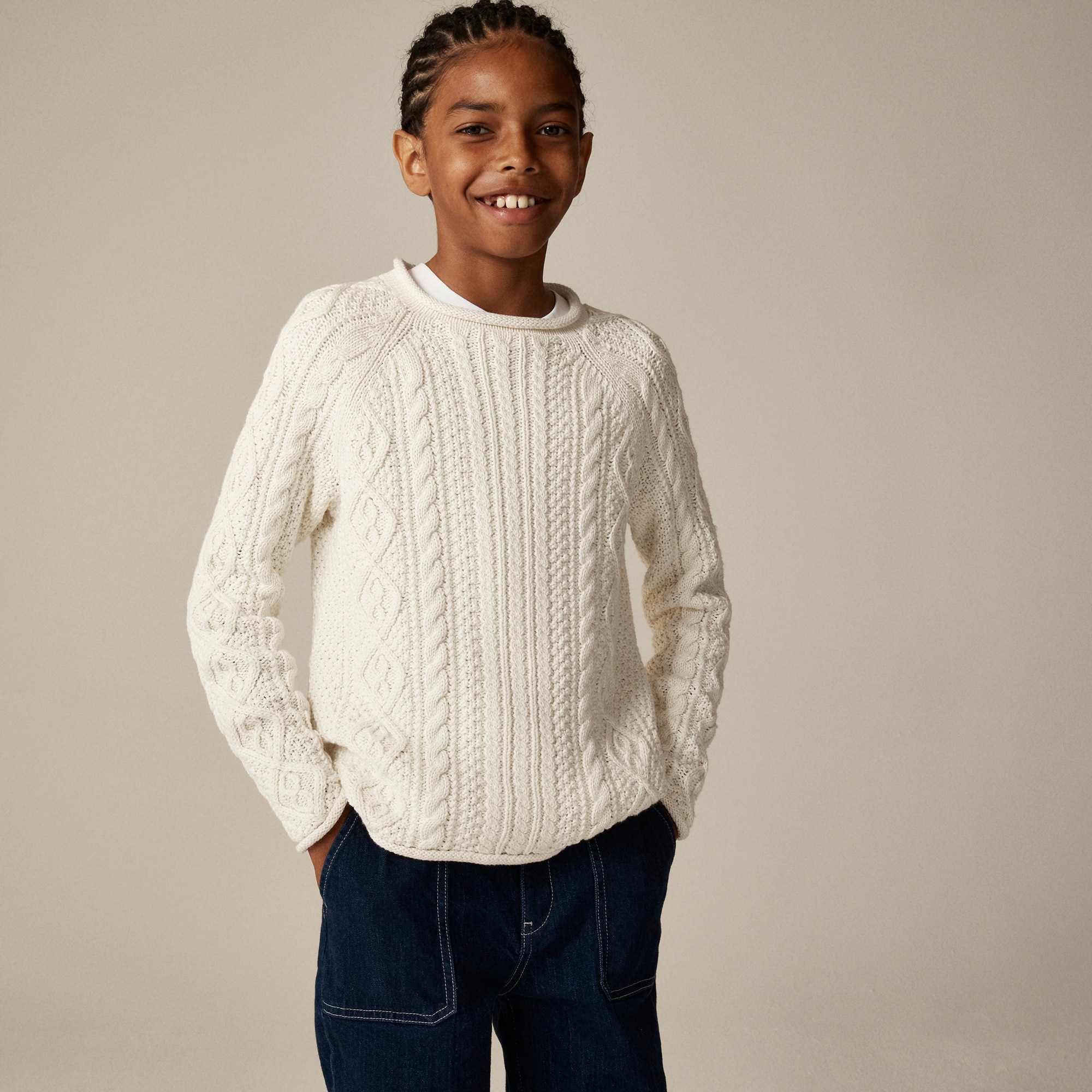  Kids' 1988 heritage cotton Rollneck&trade; sweater in cable knit