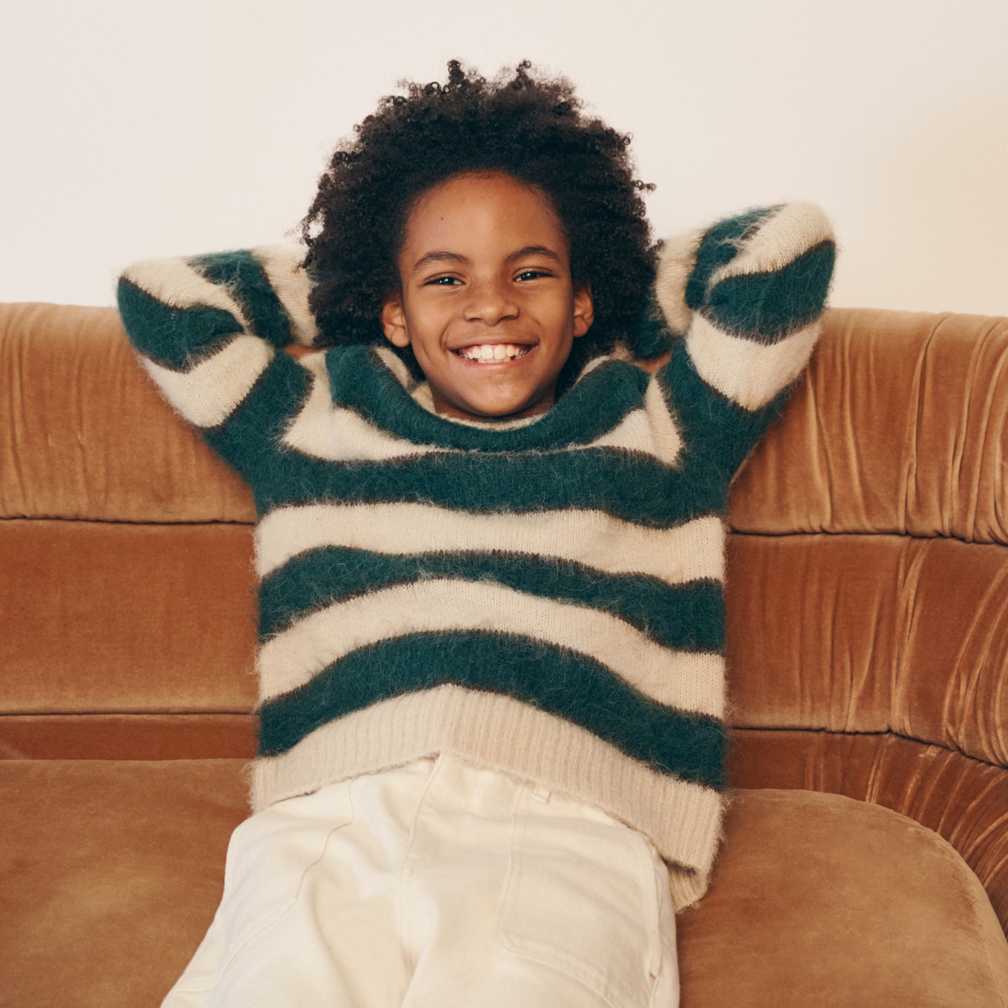 boys Kids' textured crewneck sweater in stripe