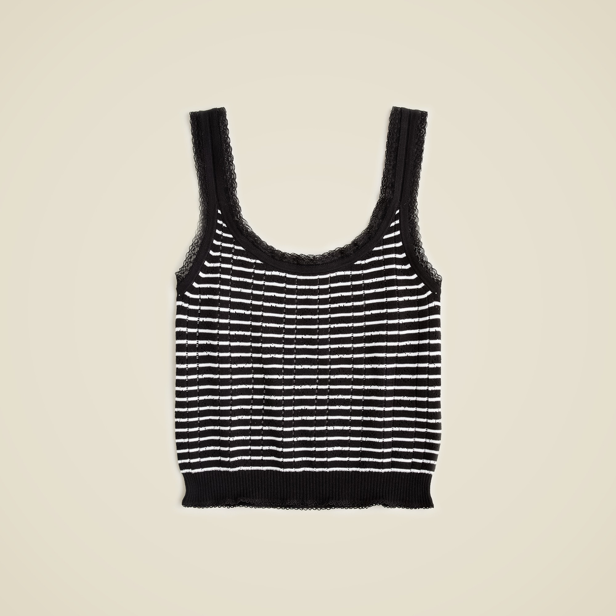  Pointelle sweater-tank in striped premium ultrafine cotton