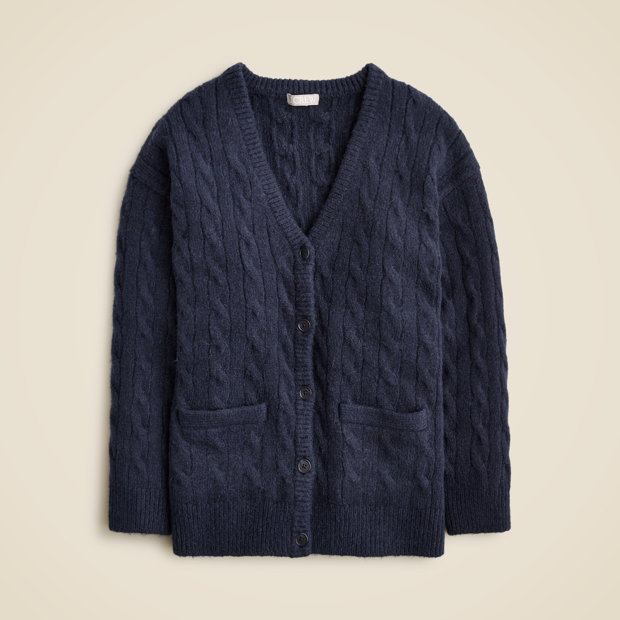  Relaxed cable-knit cardigan sweater