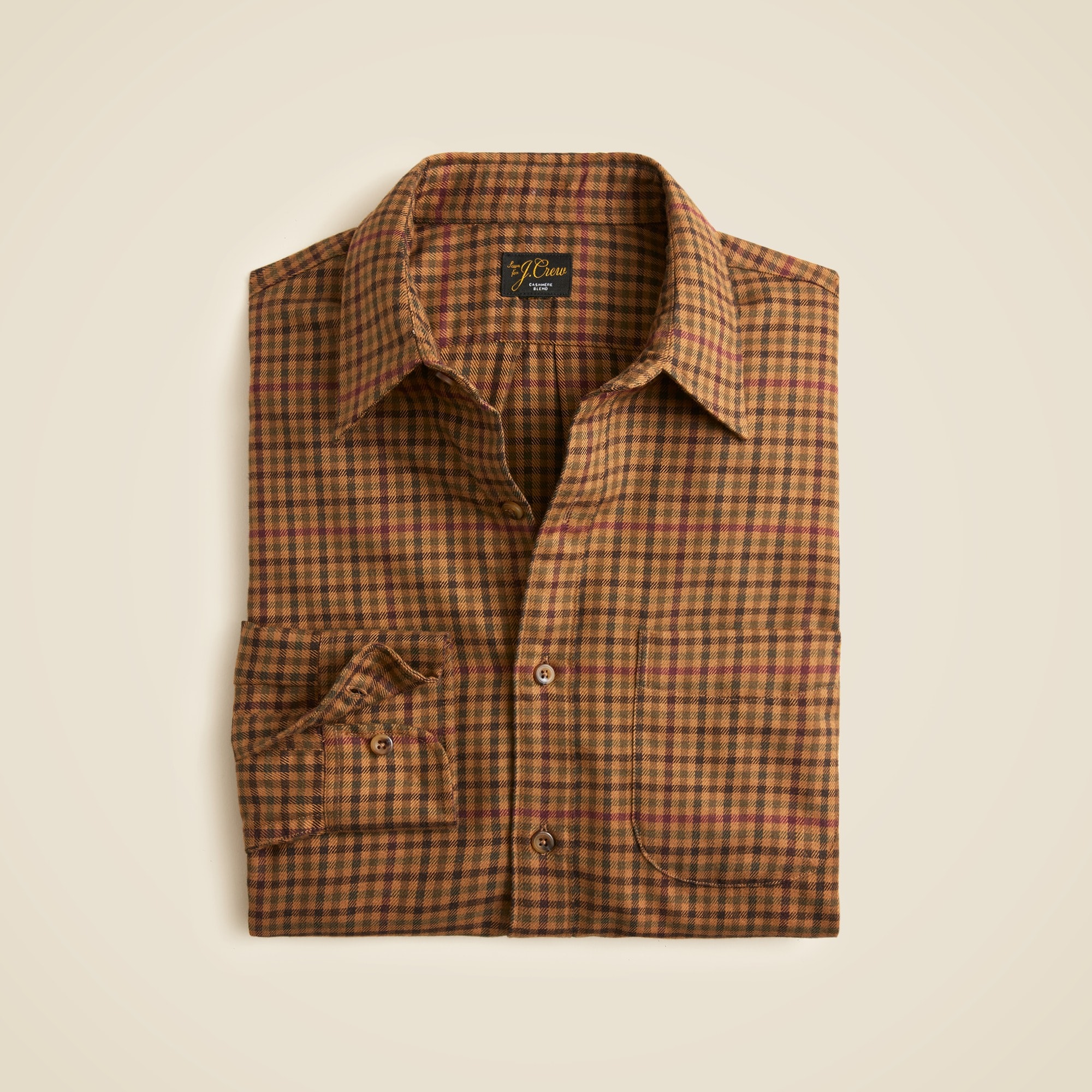 mens Cotton-cashmere blend shirt in check