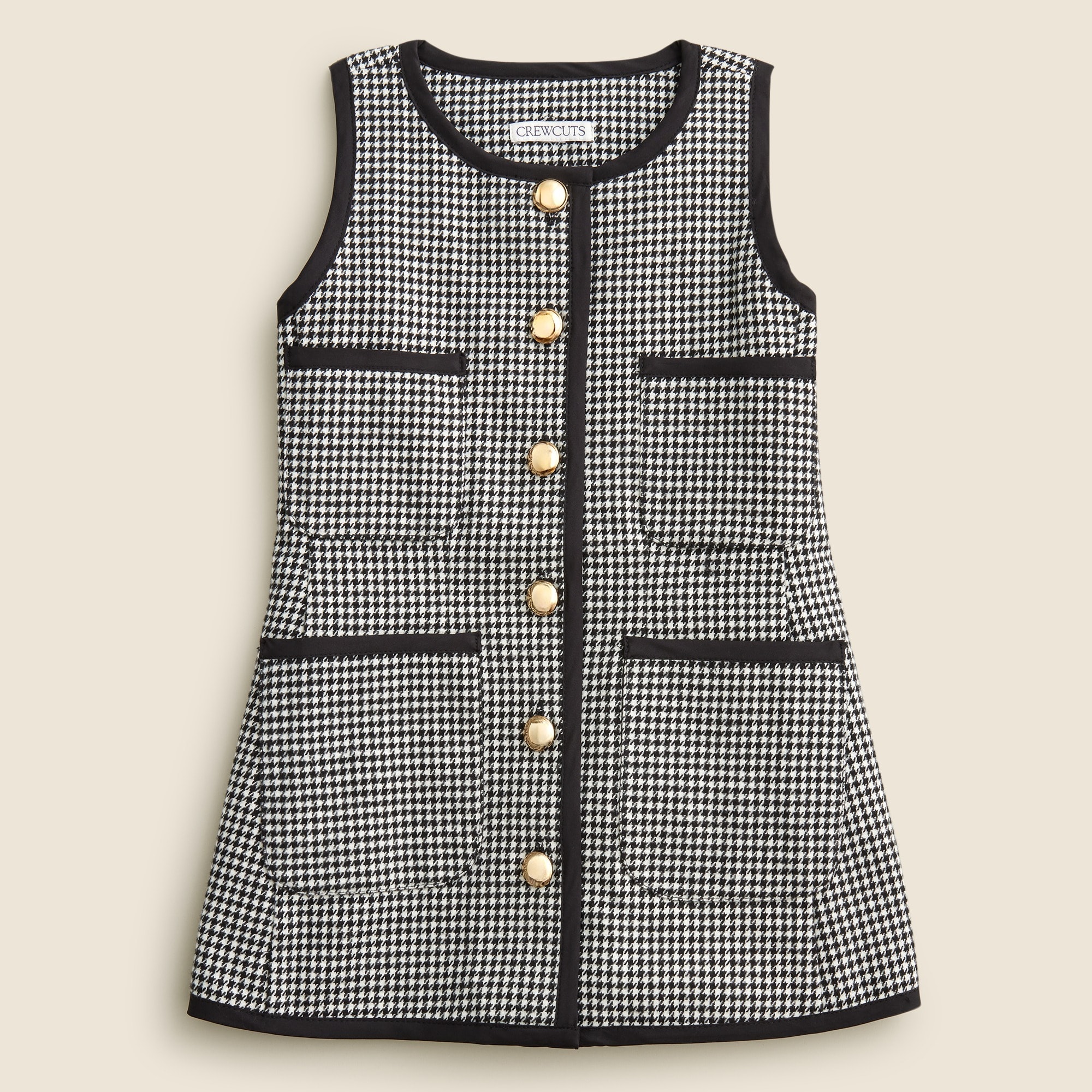  Girls' patch-pocket dress in houndstooth