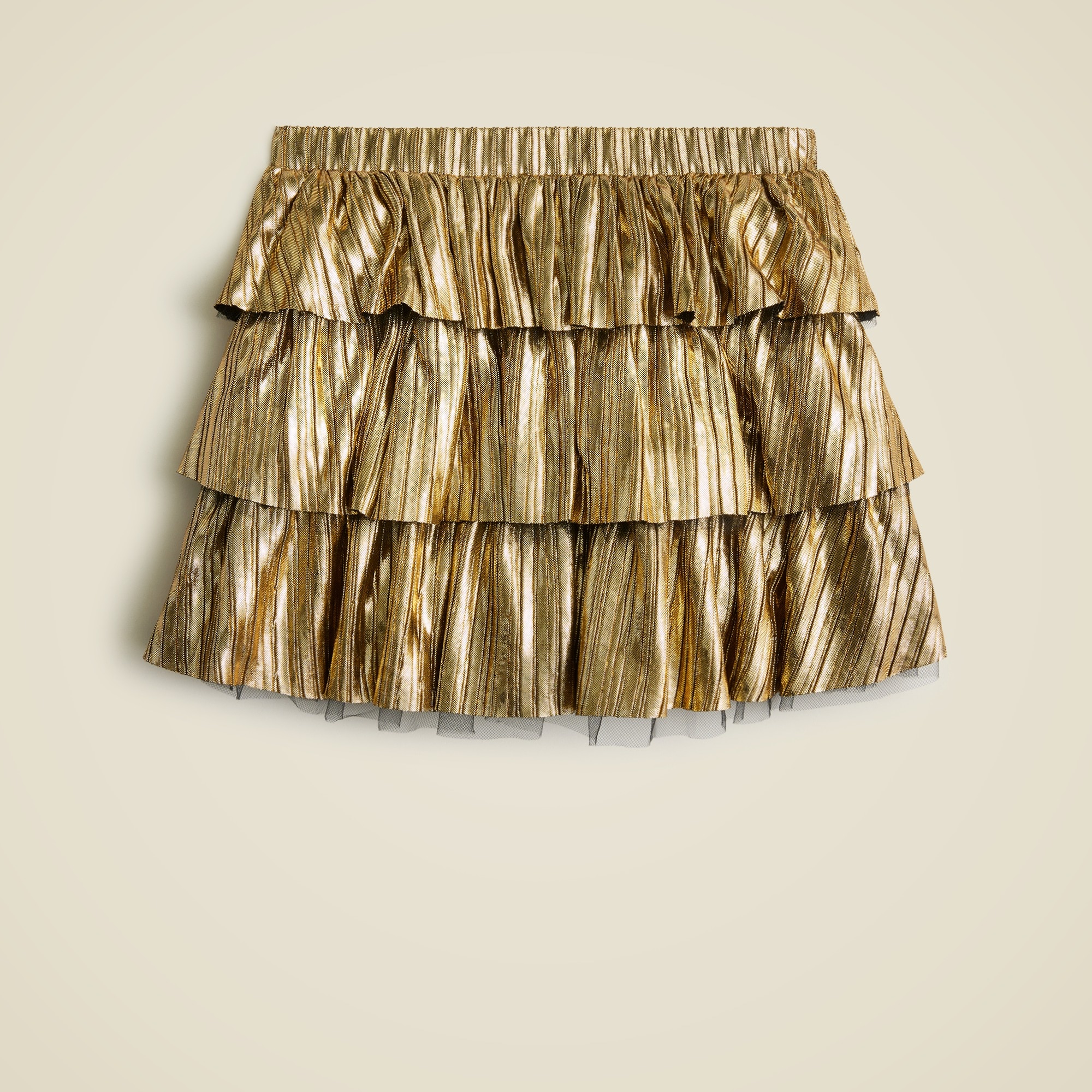 girls Girls' tiered metallic mini skirt with tulle