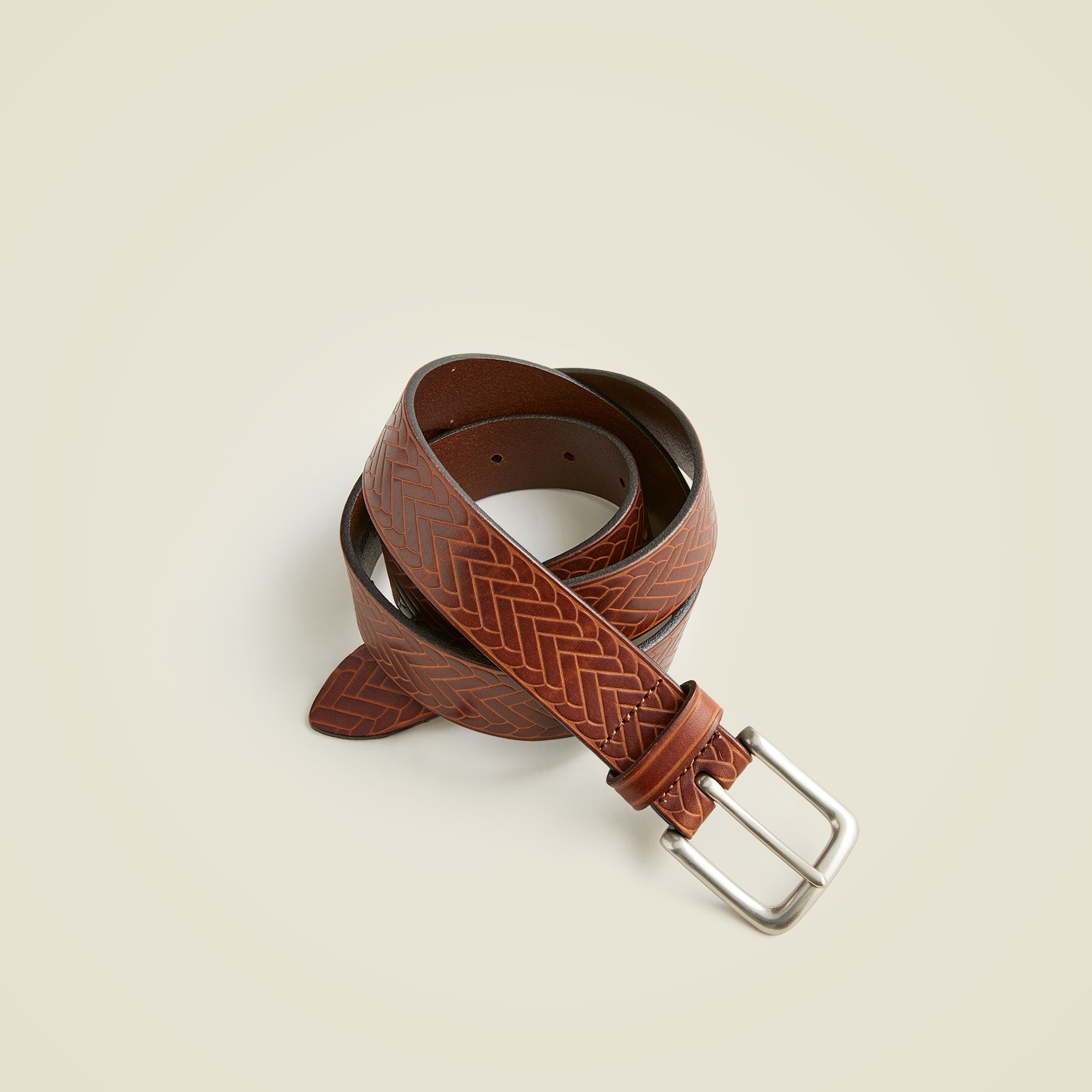 mens Embossed Italian leather belt