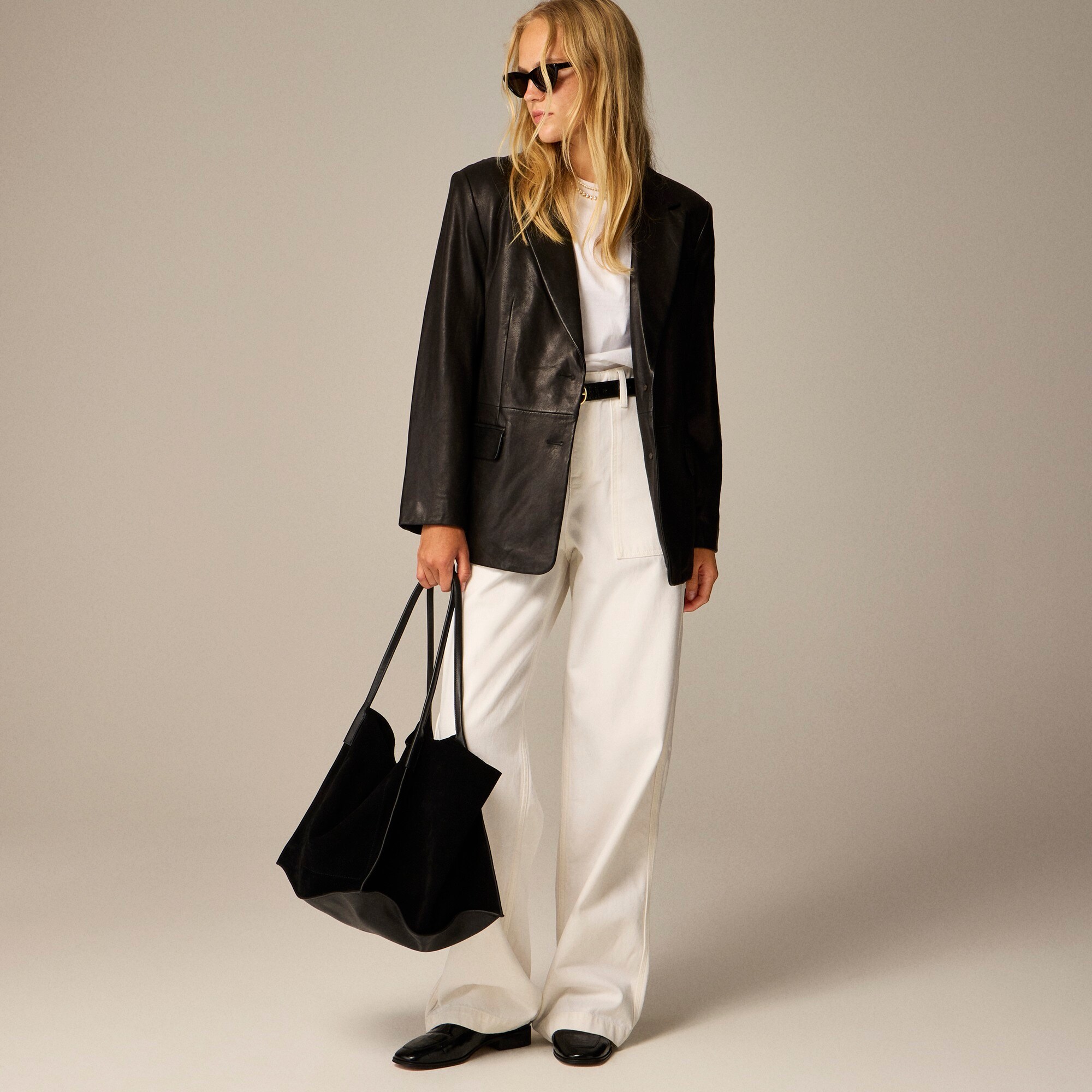 womens Collection relaxed blazer in leather