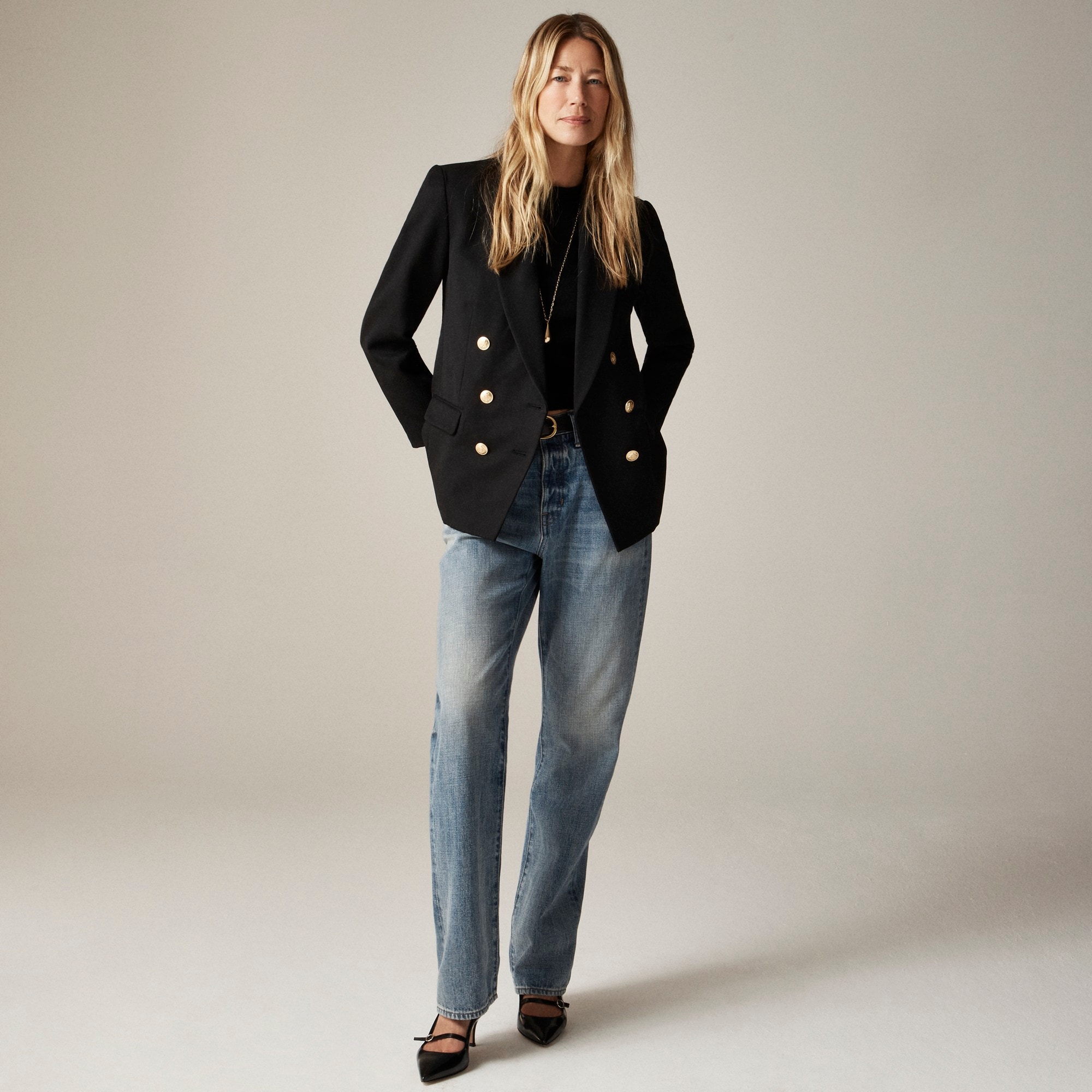 womens Collection double-breasted blazer in wool blend