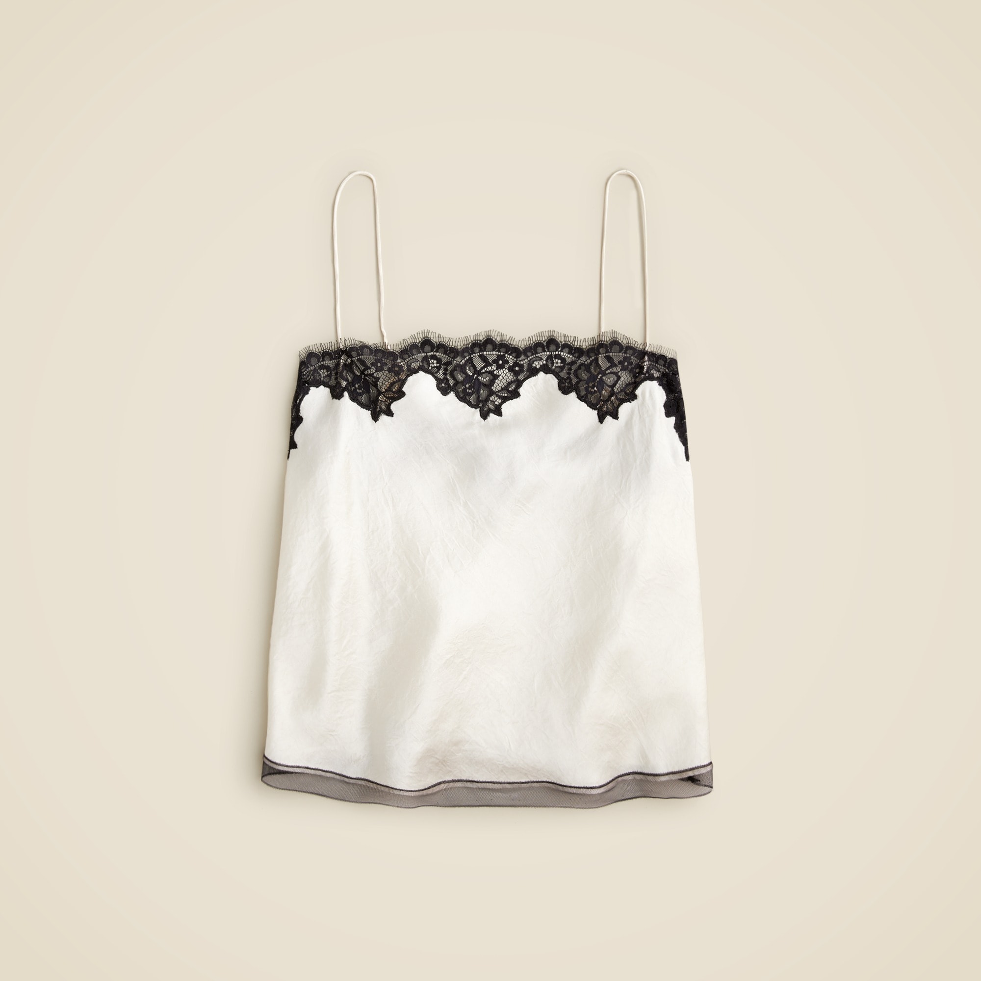 womens Lace-trim camisole top in textured satin