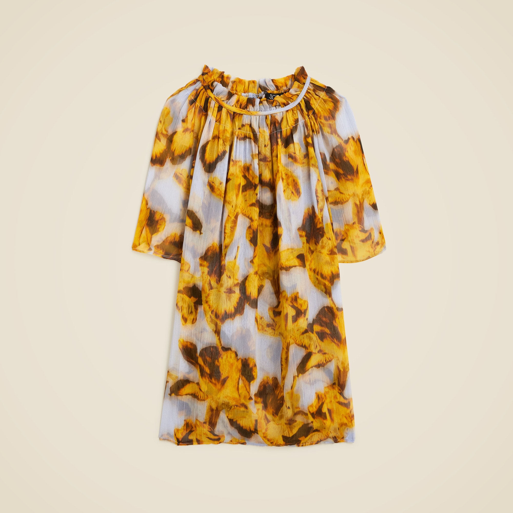  Crinkle chiffon smocked top in saffron floral