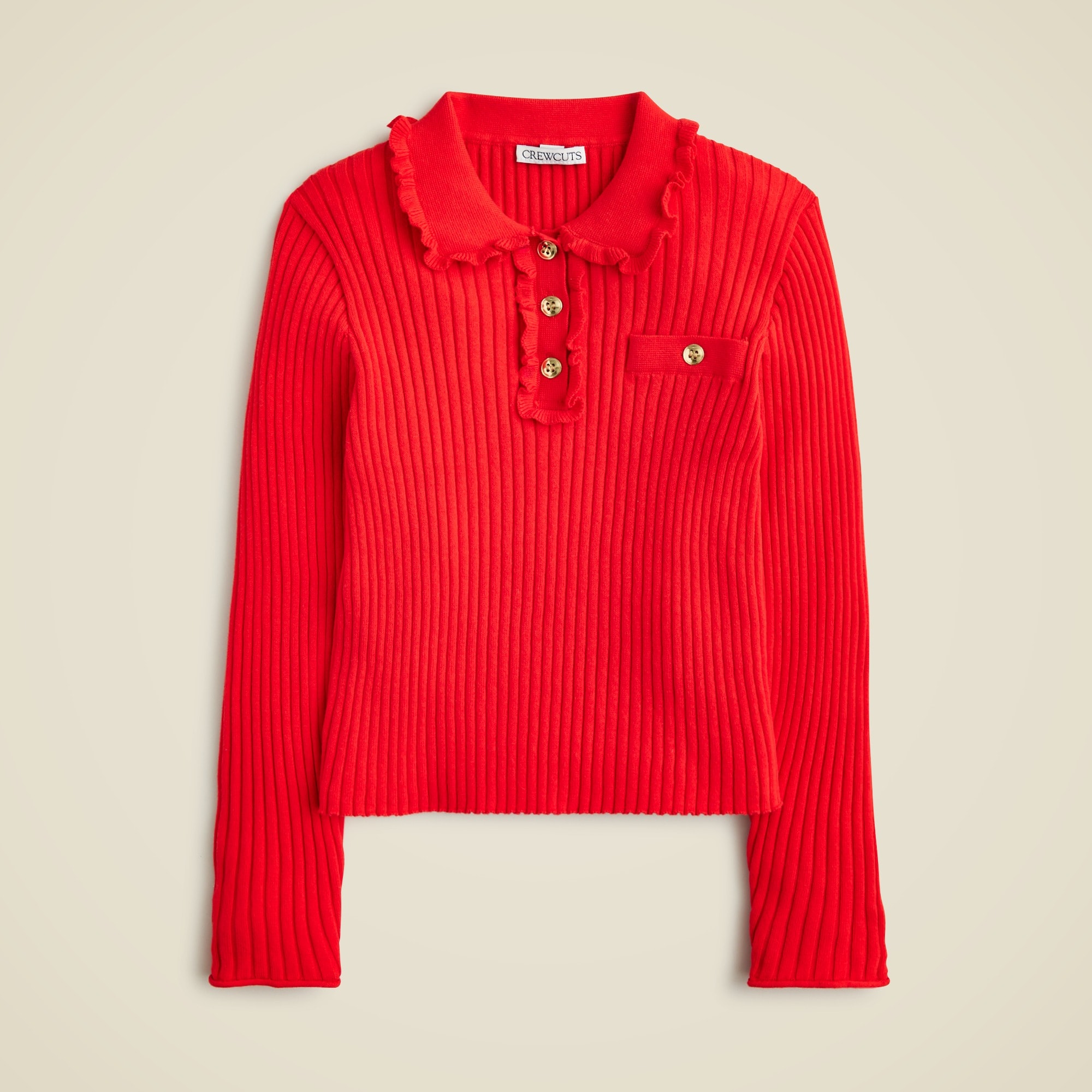  Girls' ruffle polo sweater