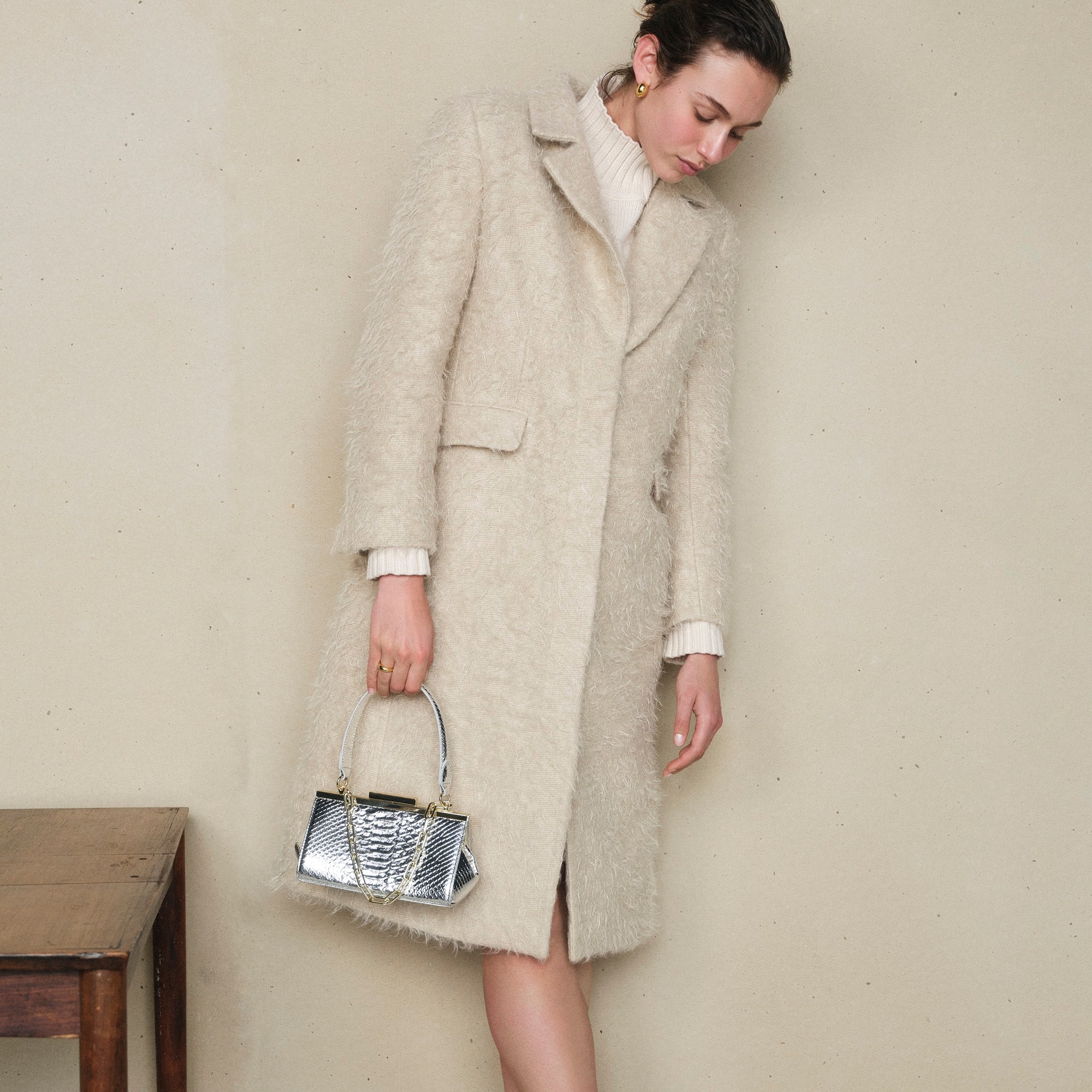 womens Collection Savoy topcoat in brushed wool blend