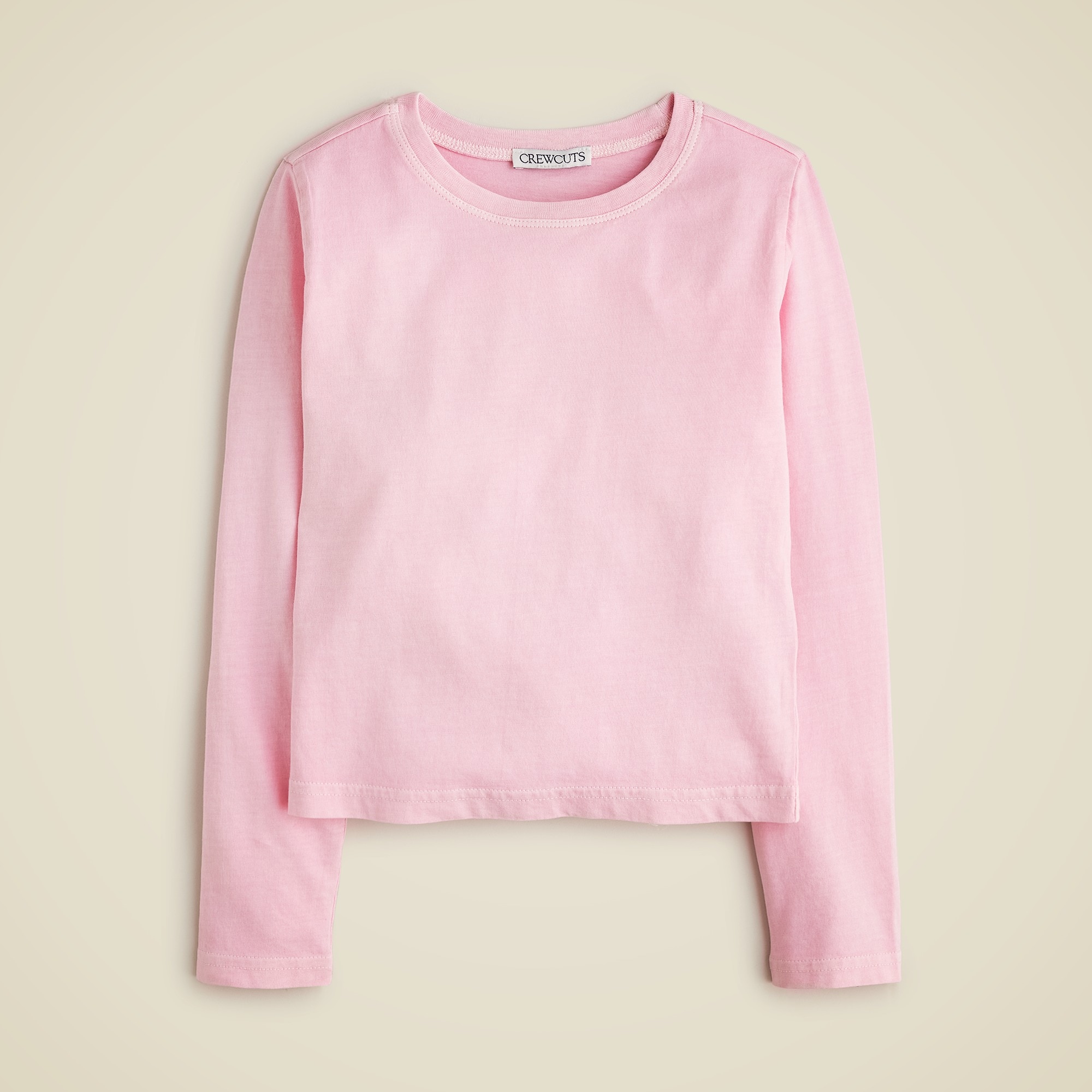  Girls' long-sleeve garment-dyed T-shirt in broken-in-jersey