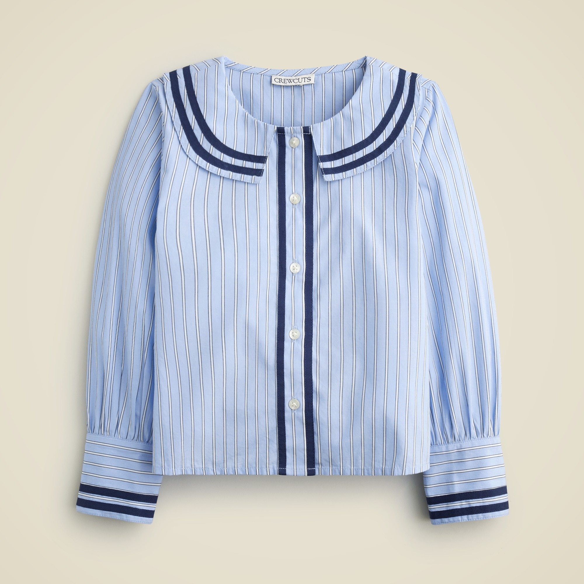 girls Girls' tipped collared top in poplin stripe