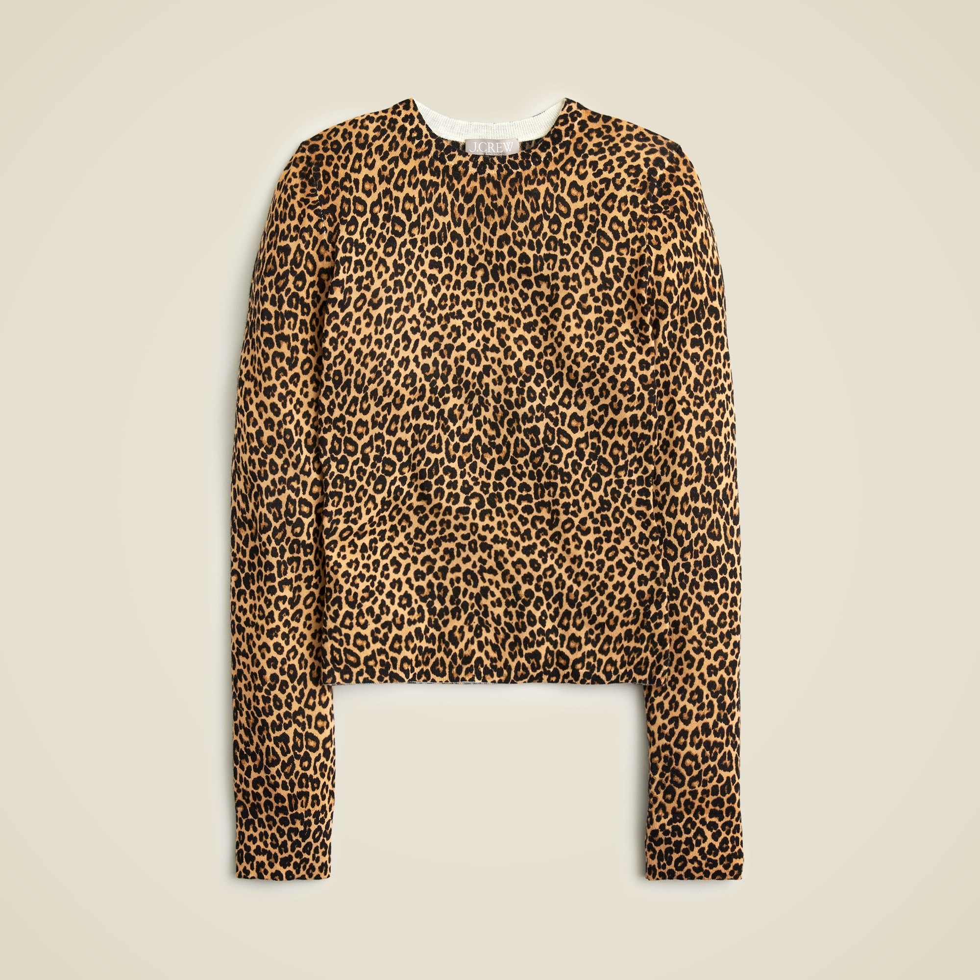 womens Carolyn fitted crewneck sweater in leopard merino wool