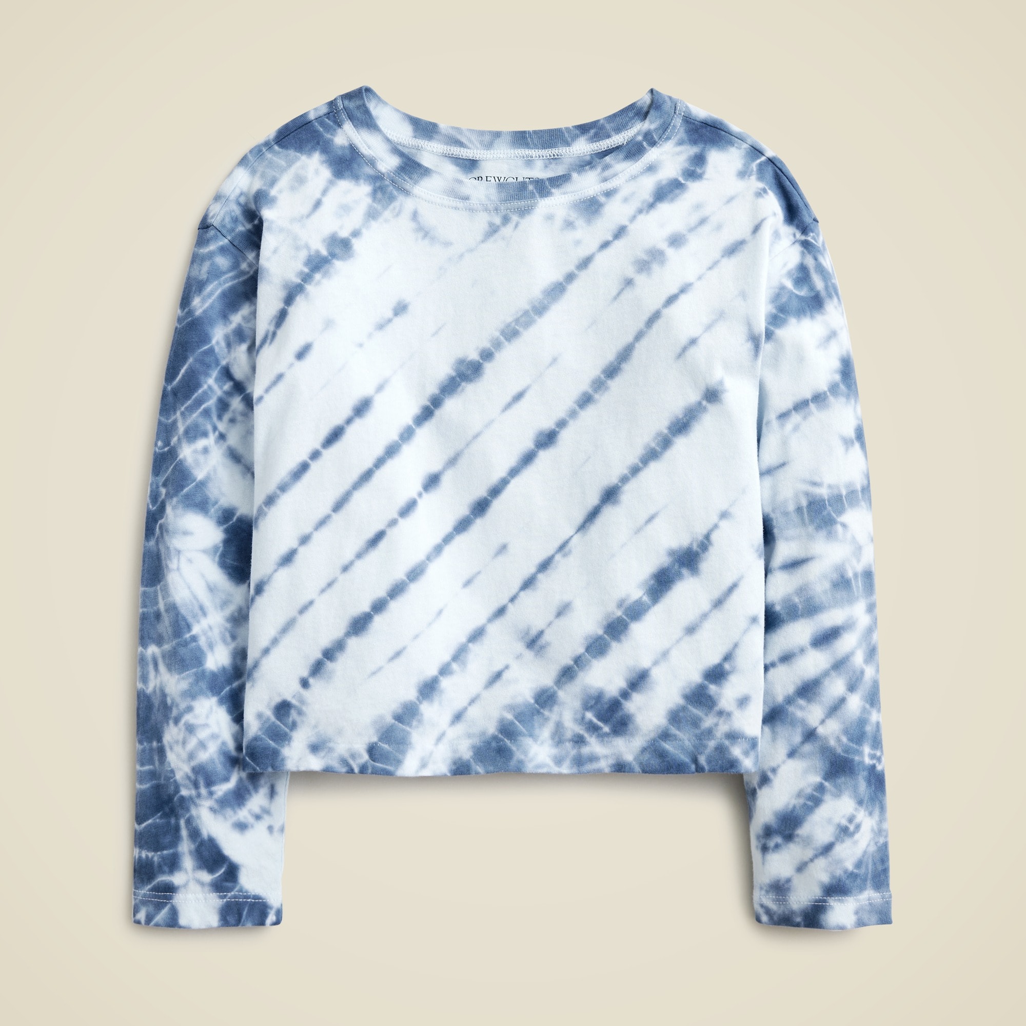  Girls' long-sleeve tie-dye graphic T-shirt