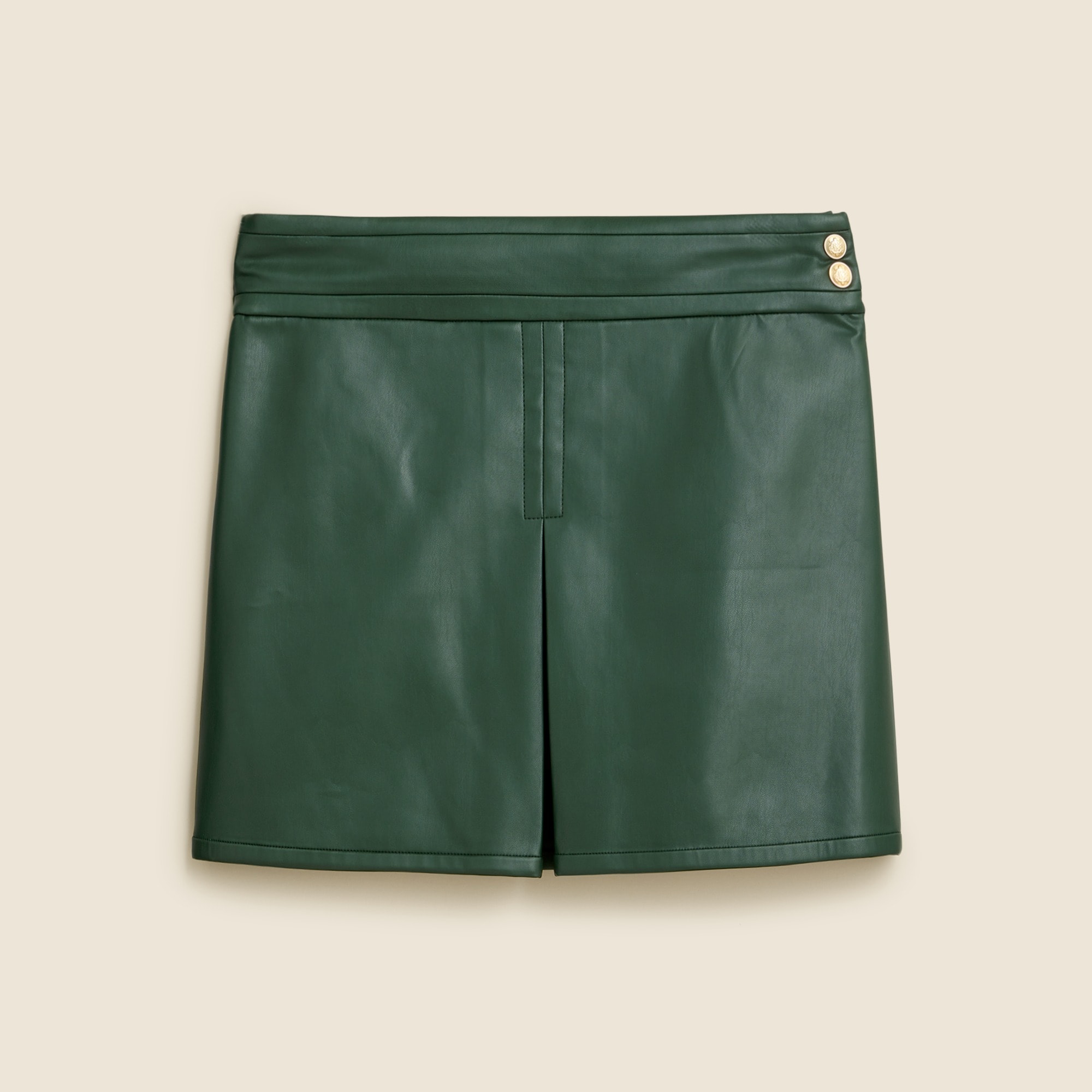  Center-pleat mini skirt in faux leather