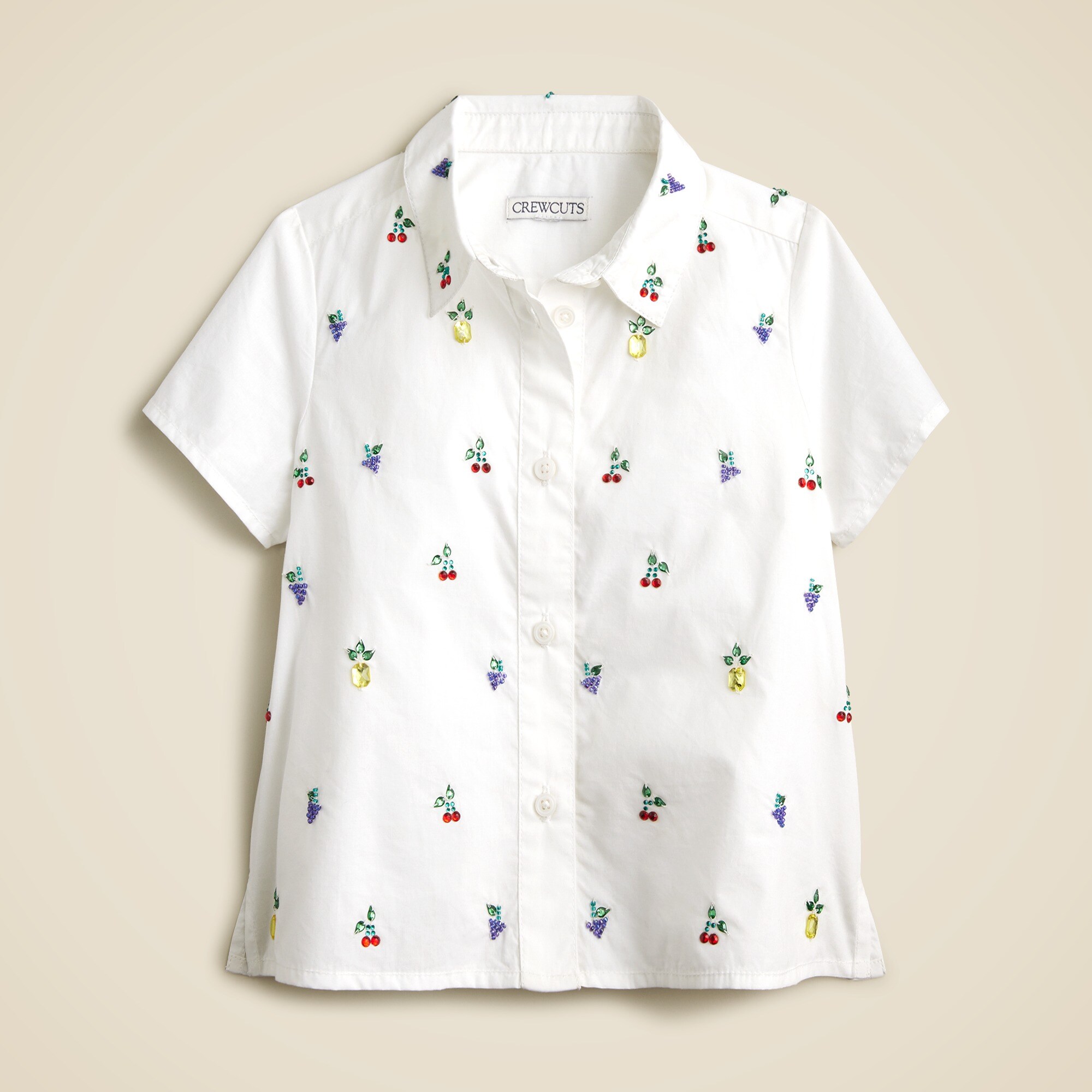 girls Girls' short-sleeve gar&ccedil;on shirt with fruit embellishments