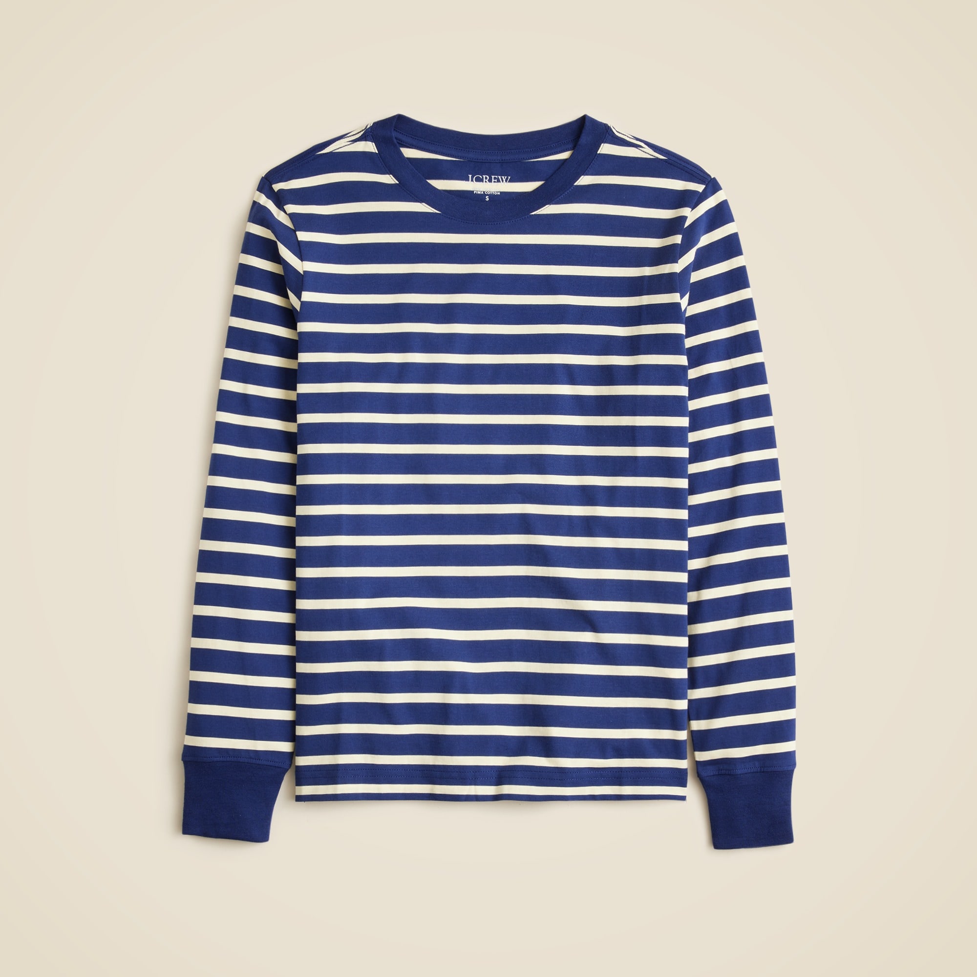 womens Pima cotton long-sleeve T-shirt in stripe