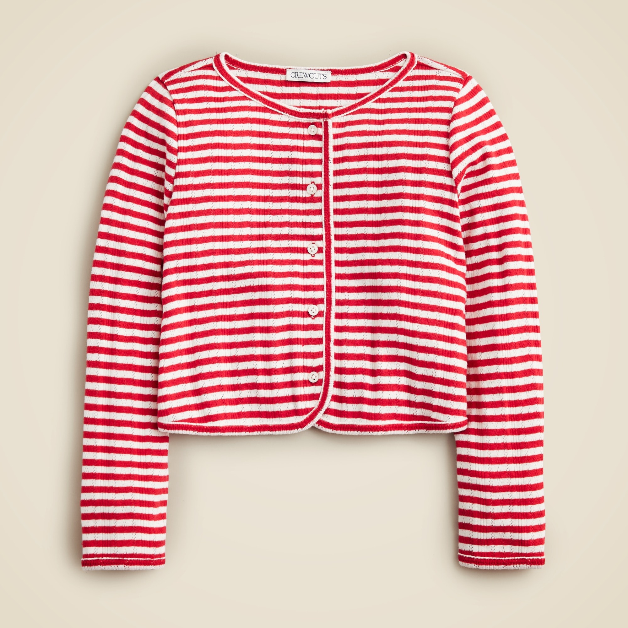 girls Girls' pointelle cardigan sweater in stripe