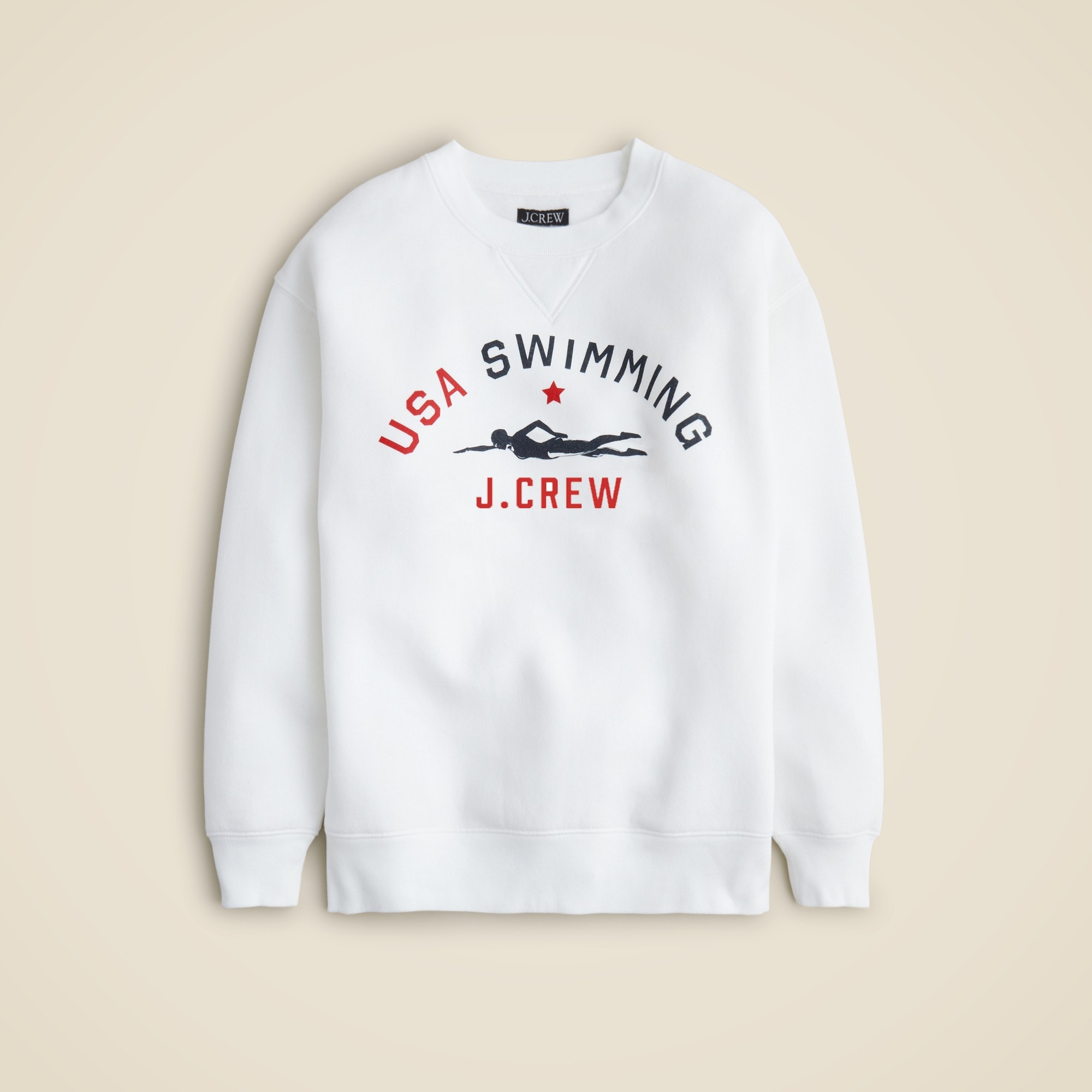 womens Limited-edition USA Swimming&reg; X J.Crew heritage fleece crewneck sweatshirt