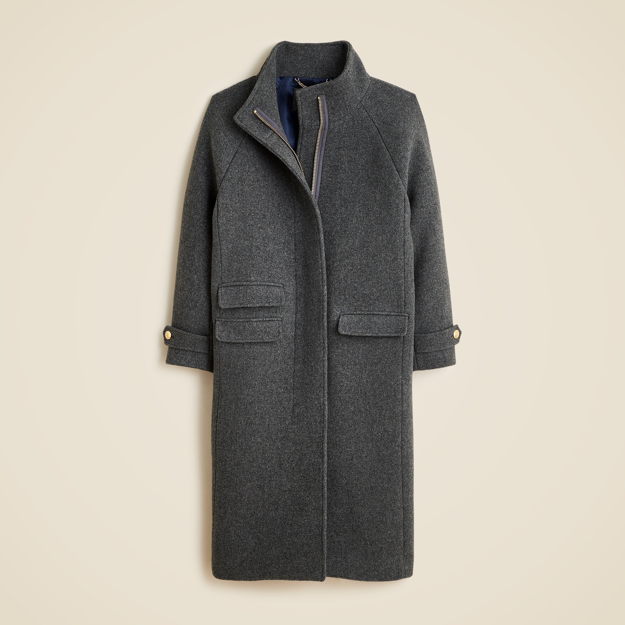 womens Long Toscana coat in Italian stadium-cloth wool blend