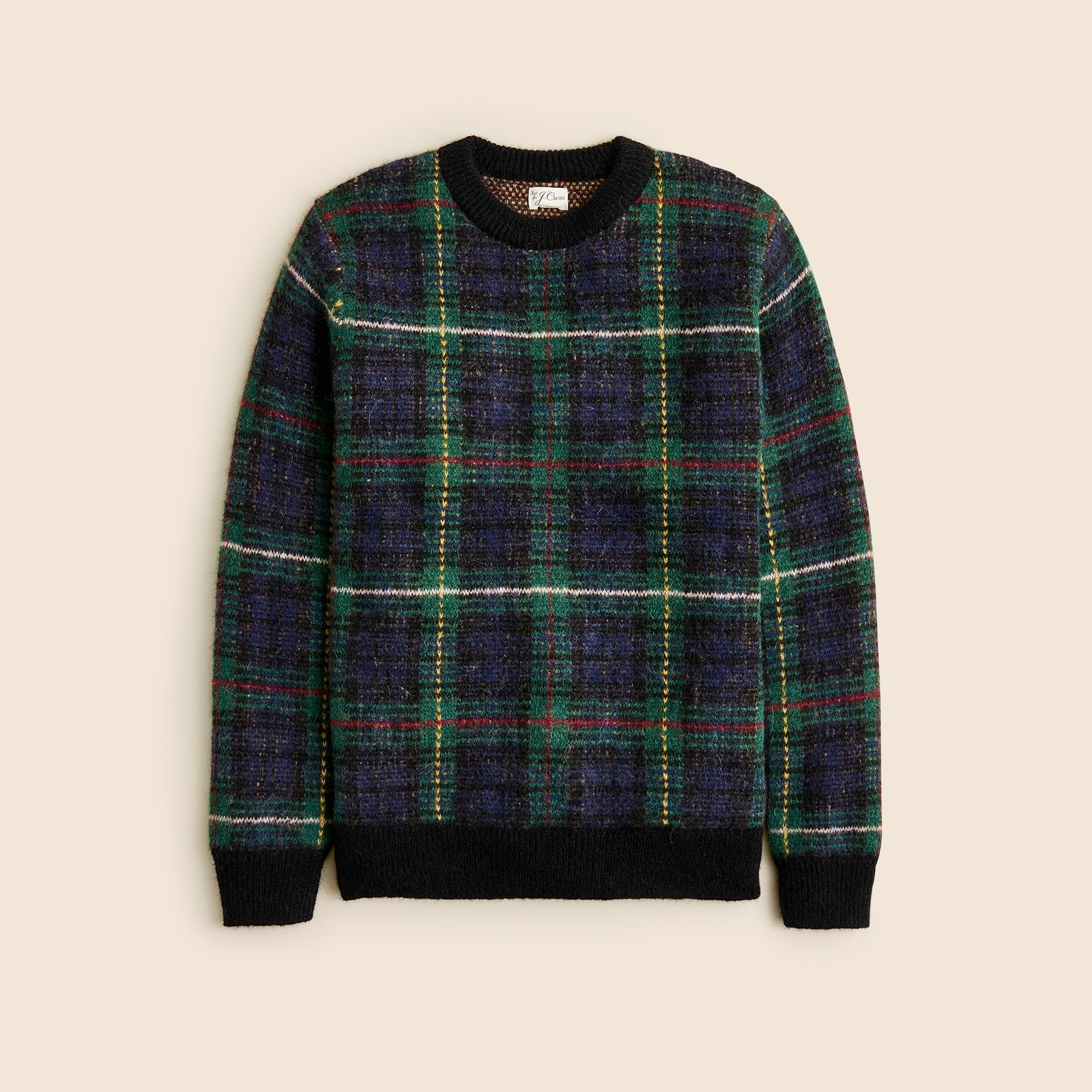 mens Alpaca-blend crewneck sweater in plaid