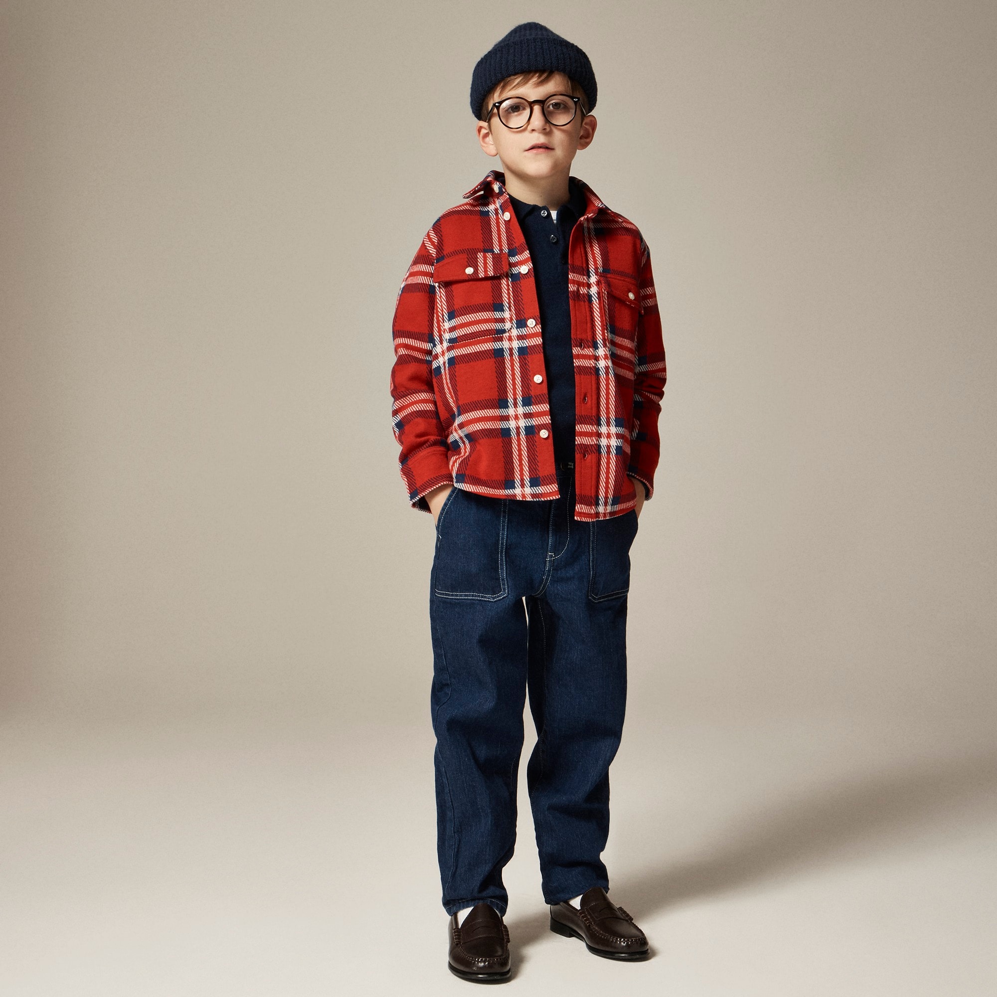 boys Kids' long-sleeve Seaboard soft-knit shirt in plaid