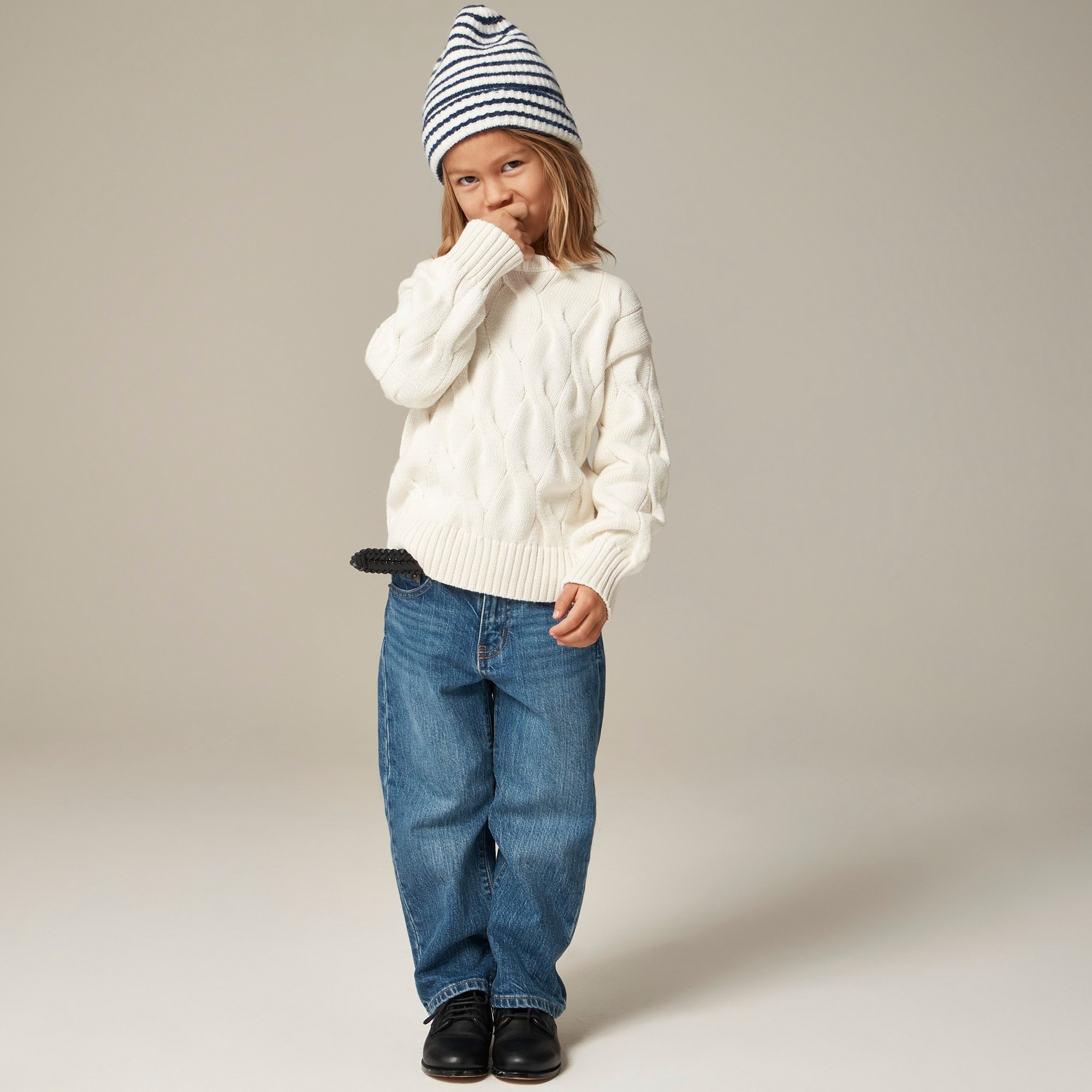 boys Kids' cable-knit crewneck sweater in cotton