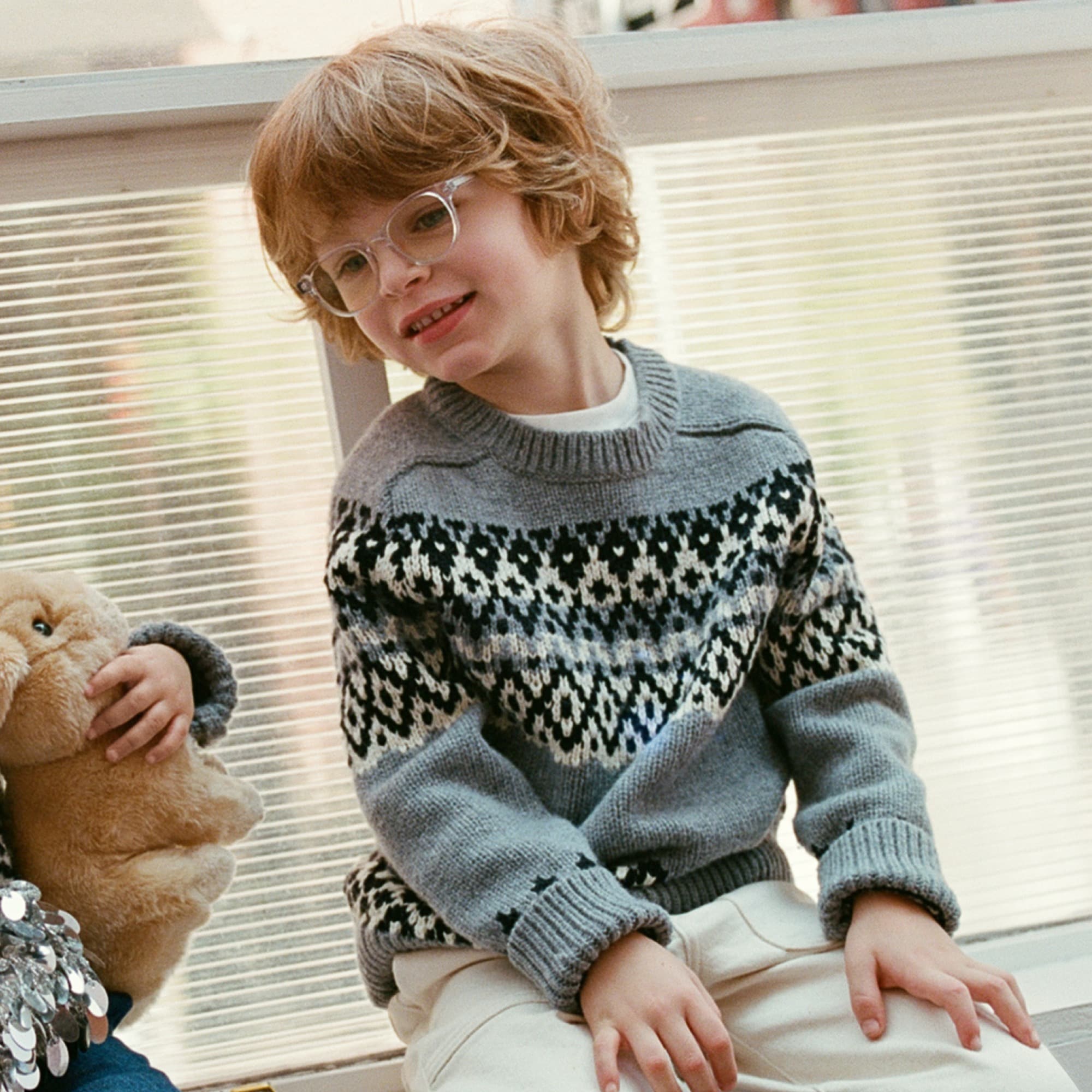 boys Boys' Fair Isle crewneck sweater in wool blend