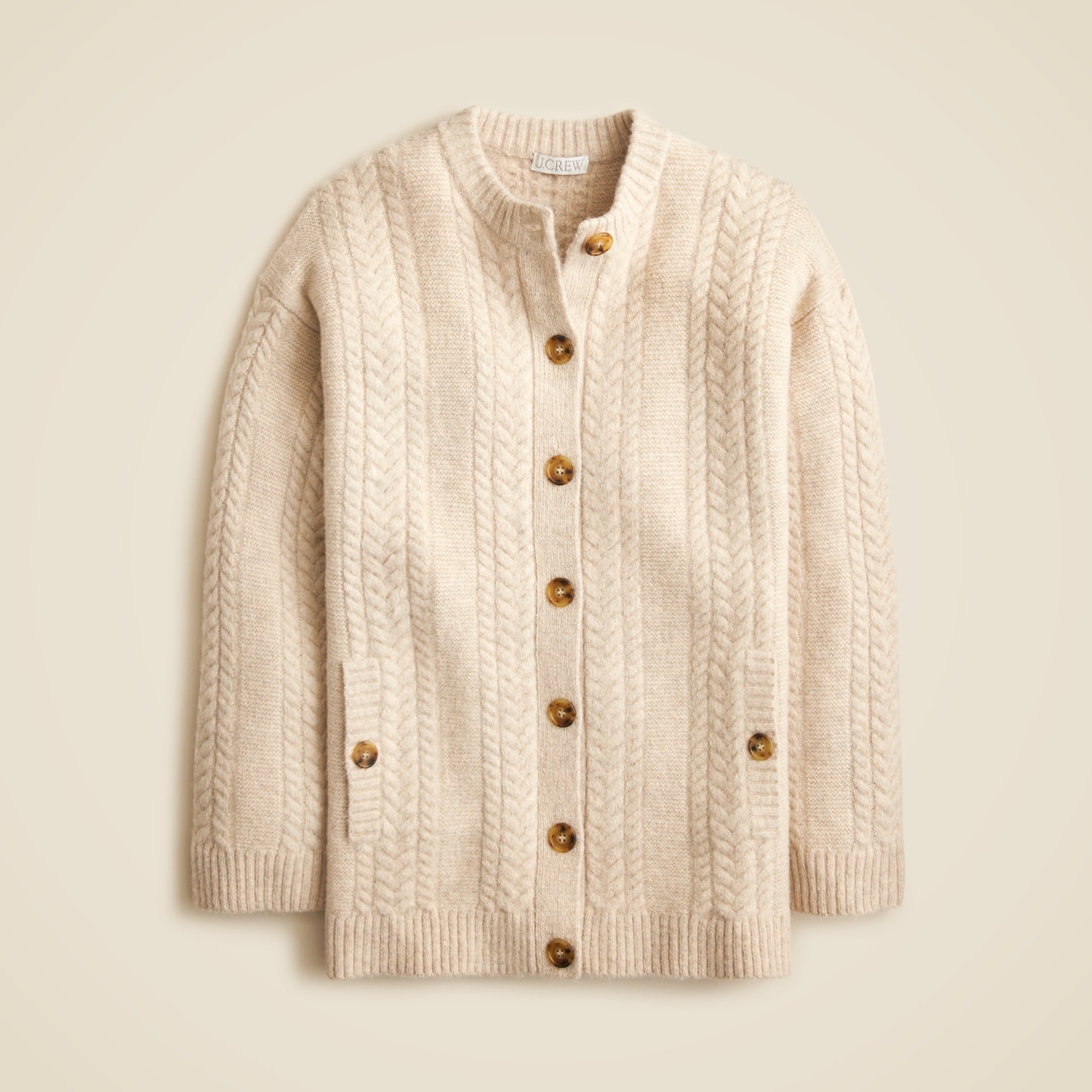 womens Relaxed cable-knit cardigan sweater