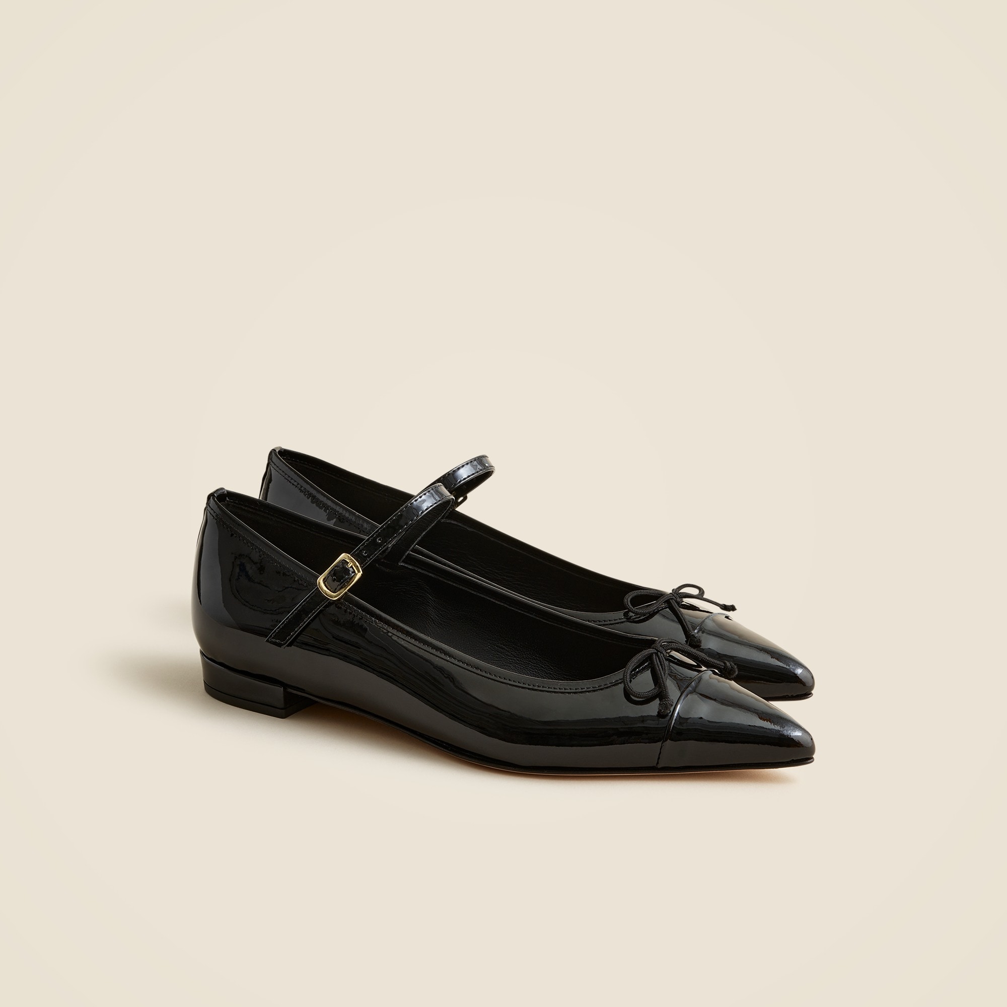 womens Pointed-toe Mary Jane ballet flats in Italian patent leather