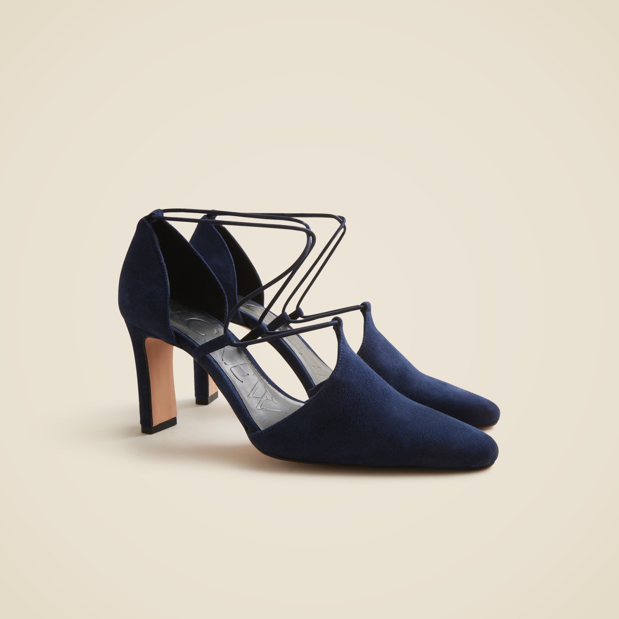  Made-in-Spain Jules cross-strap pumps in suede