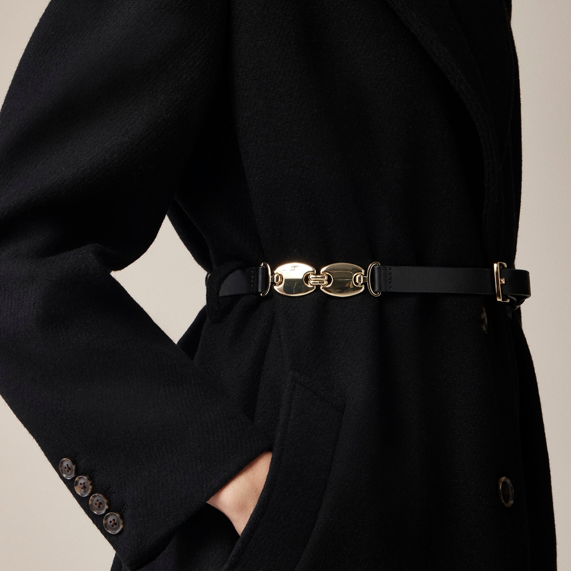 womens Leather belt with gold hardware