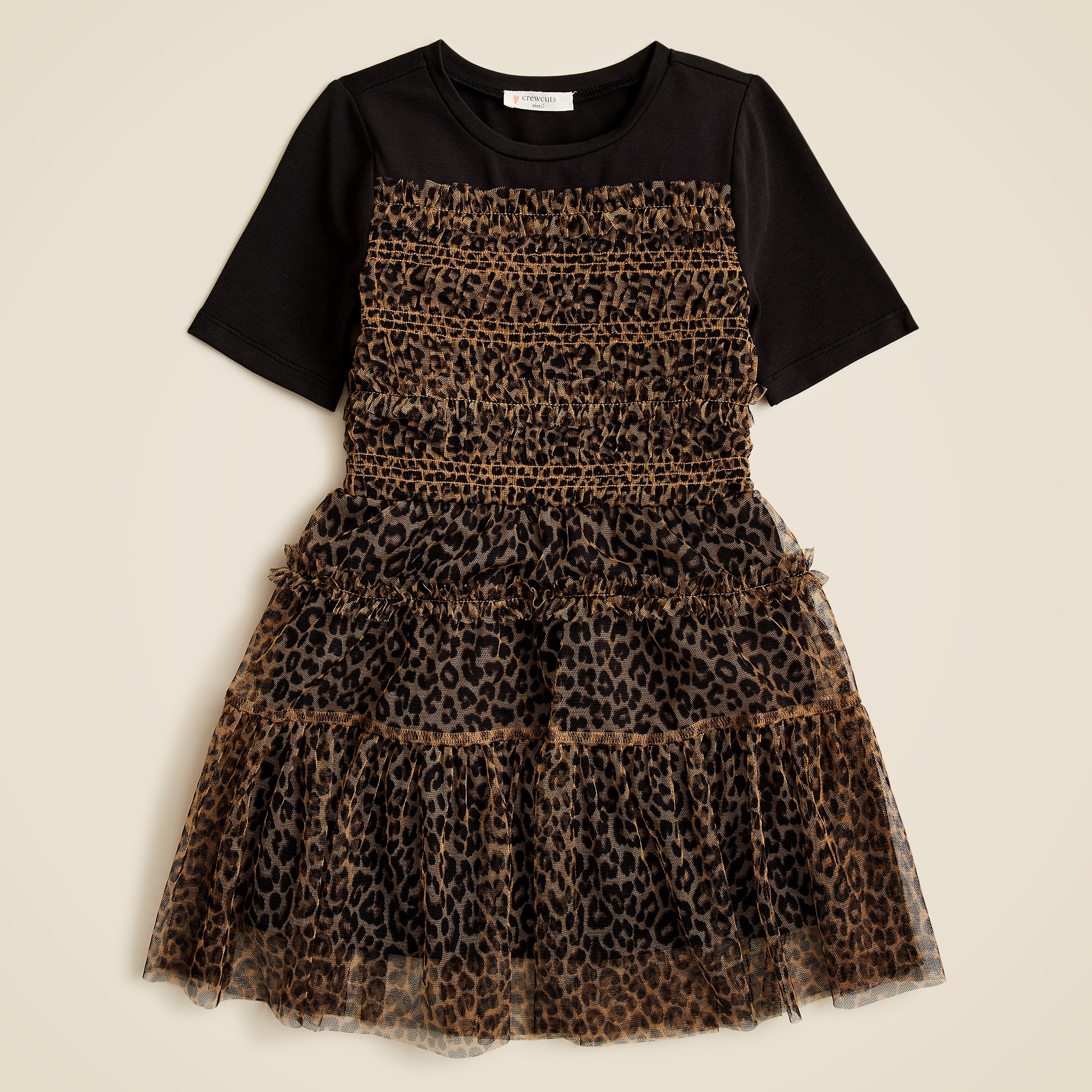 girls Girls' tiered tulle T-shirt dress in leopard