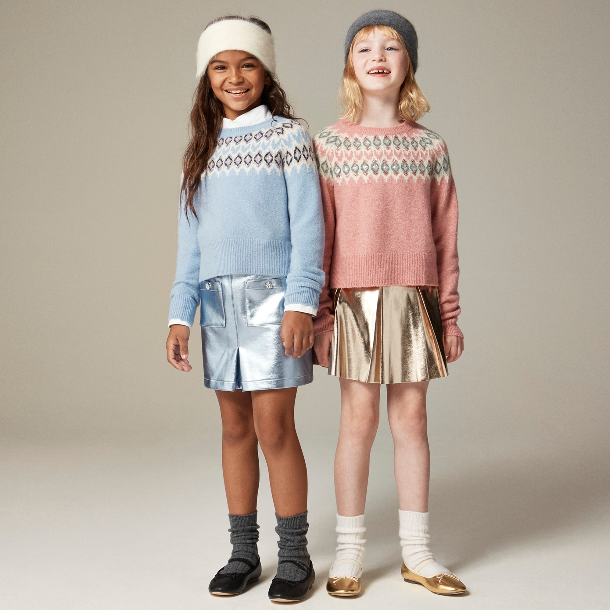 girls Girls' sequin Fair Isle sweater in Supersoft yarn