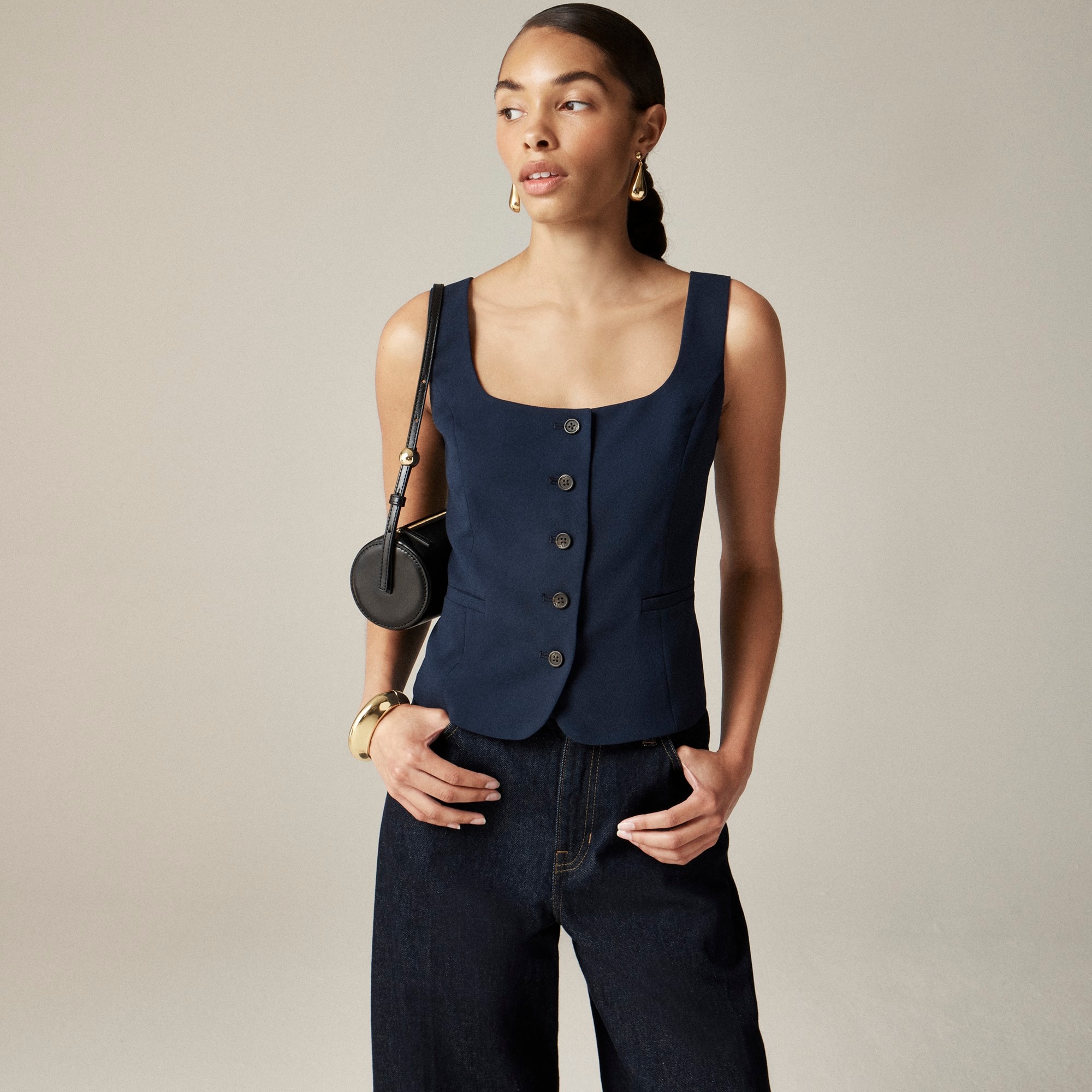 womens Scoopneck vest in drapey crepe