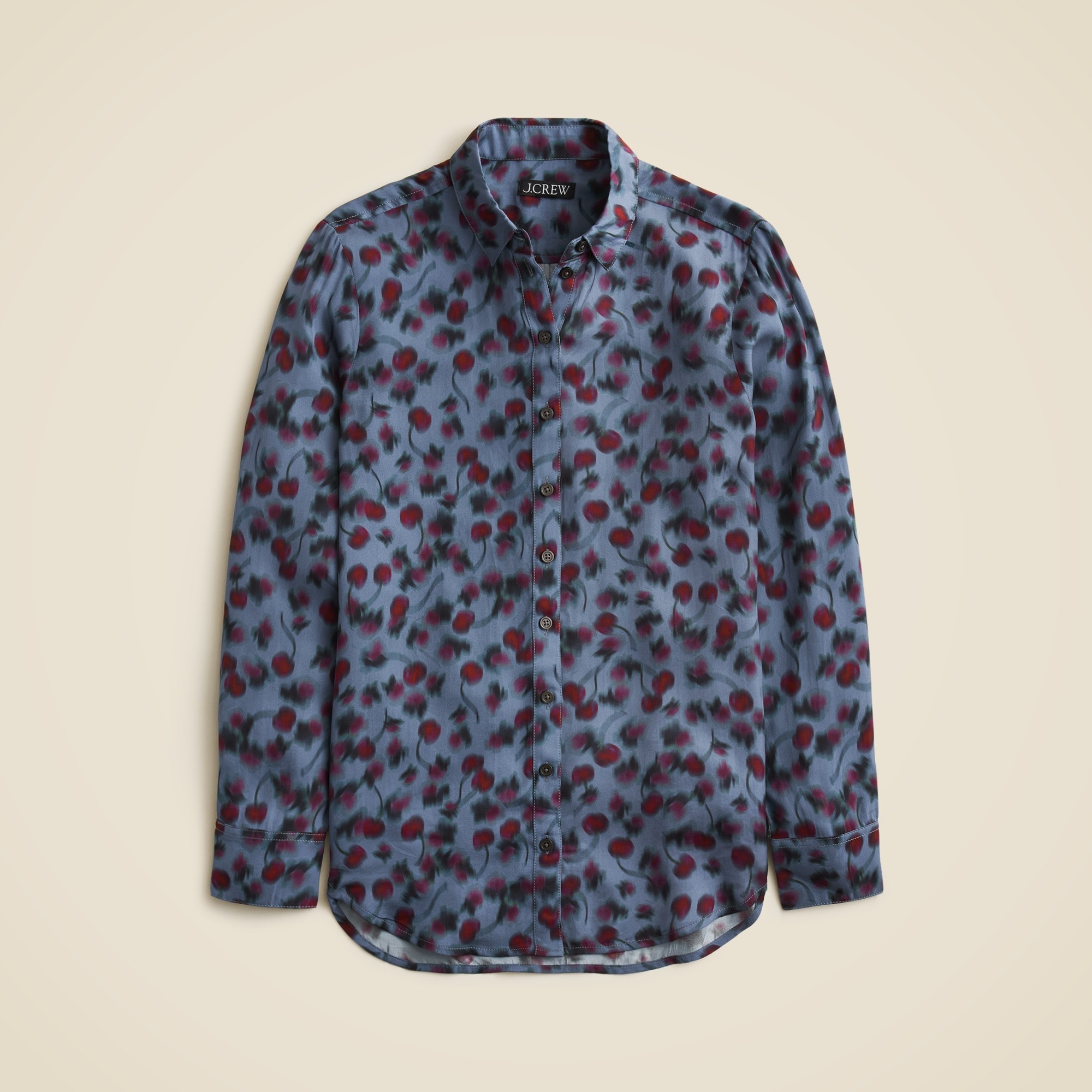 womens Drapey button-up shirt in cherry-printed viscose twill