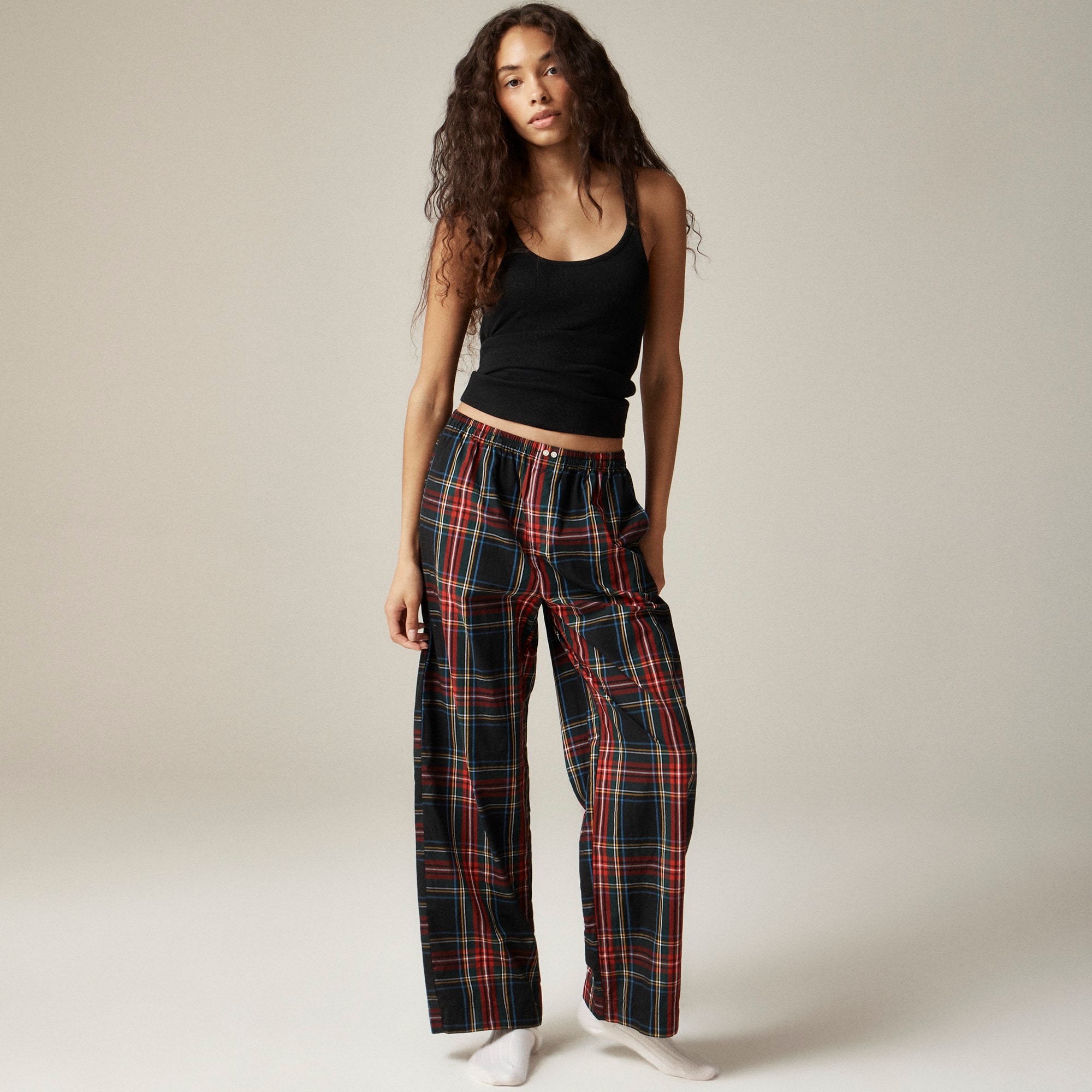 womens Pajama pant in Stewart tartan cotton poplin