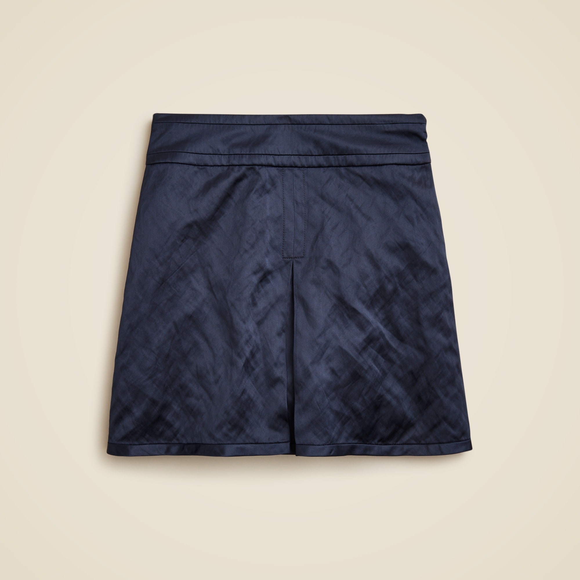 womens Collection center-pleat mini skirt in textured satin