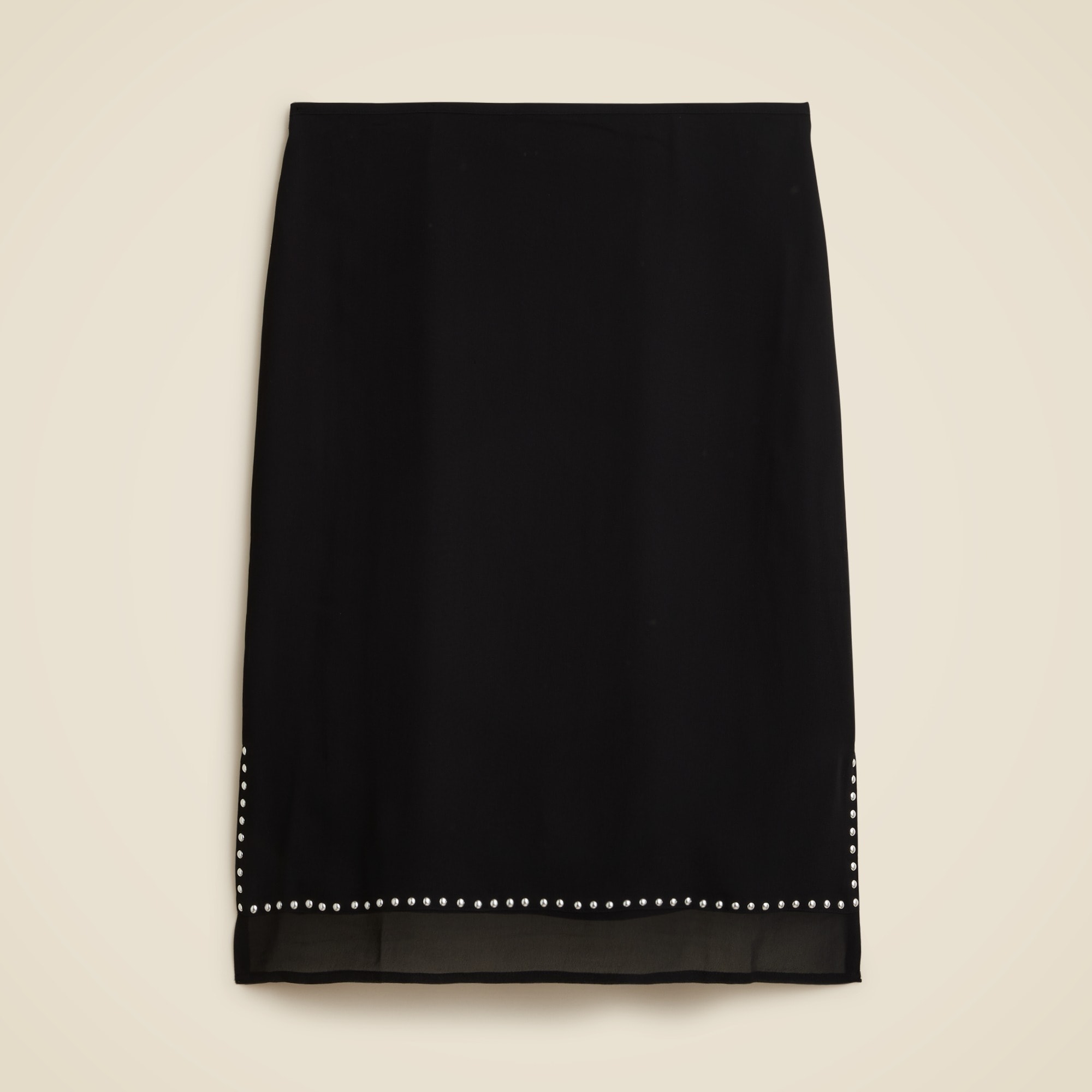 womens Sheer knee-length skirt with studded trim