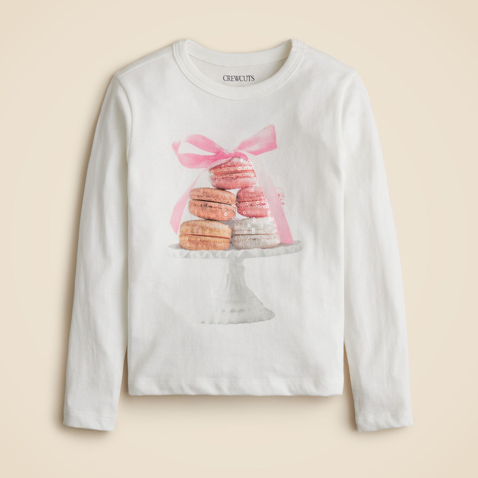 girls Girls' long-sleeve macaron T-shirt with sequins