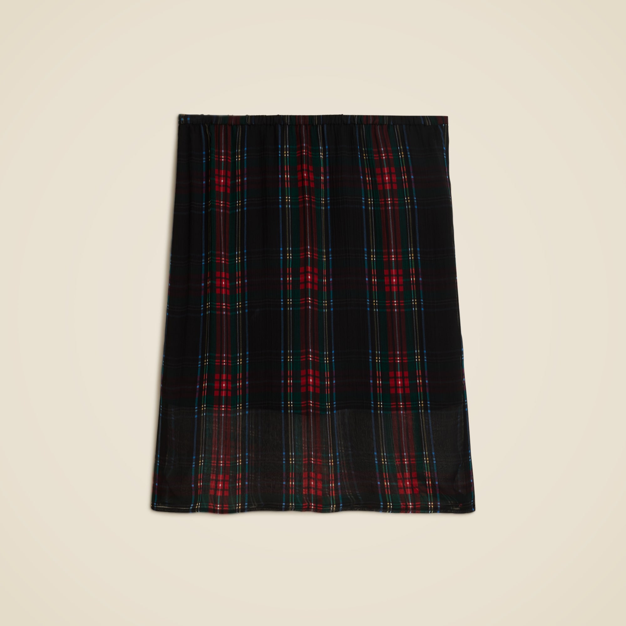  Gwen knee-length layered slip skirt in tartan crinkle chiffon