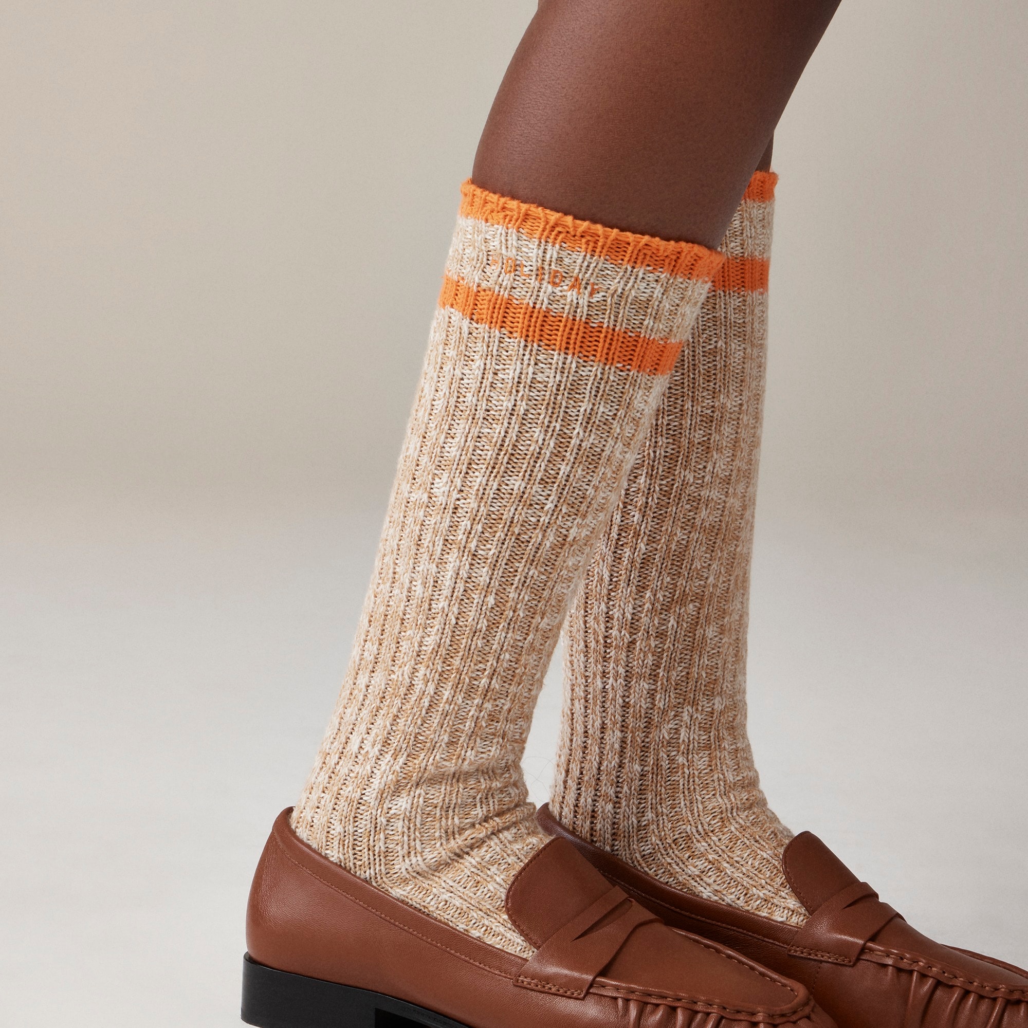 womens Limited-edition Holiday X J.Crew knee-high ribbed socks in wool blend